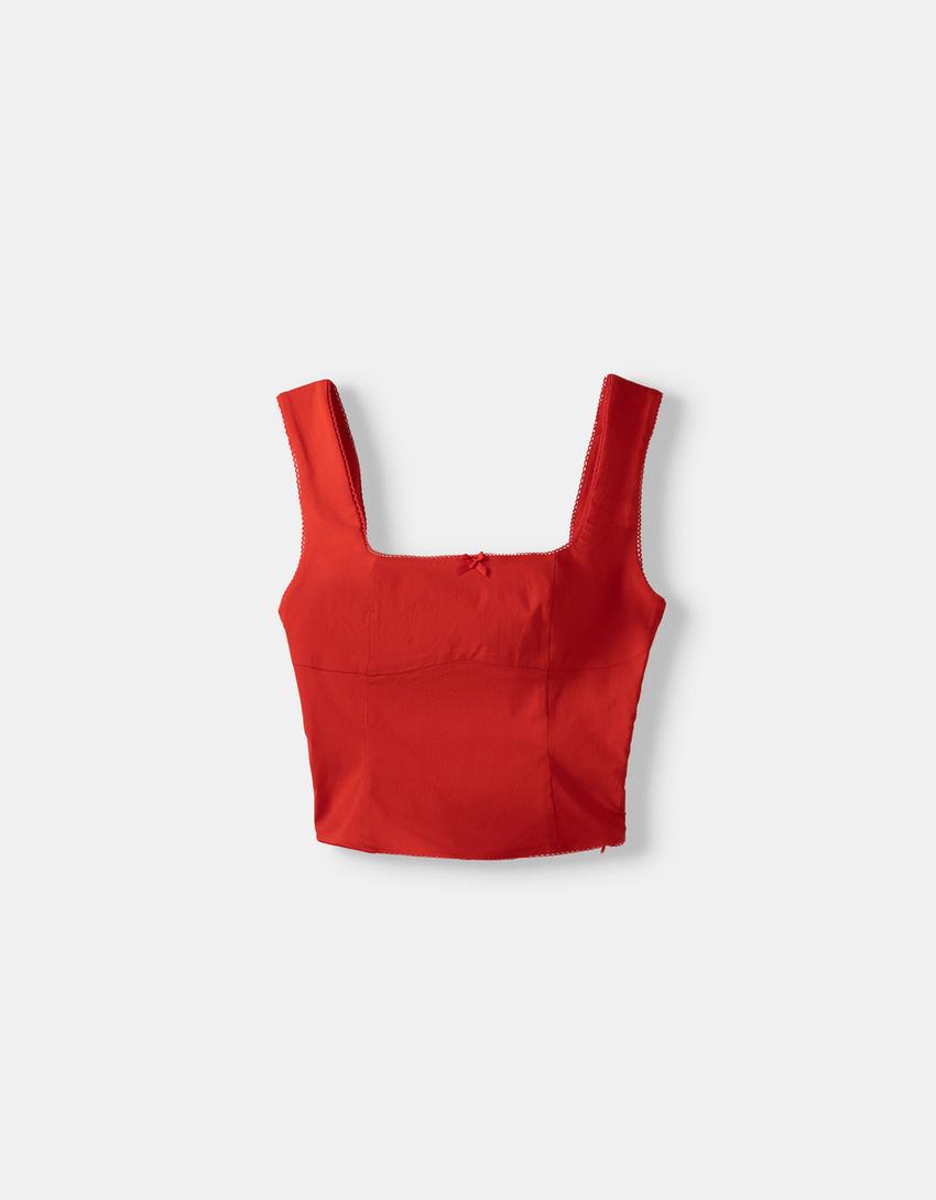 Bengaline top with bow detail-Red-4