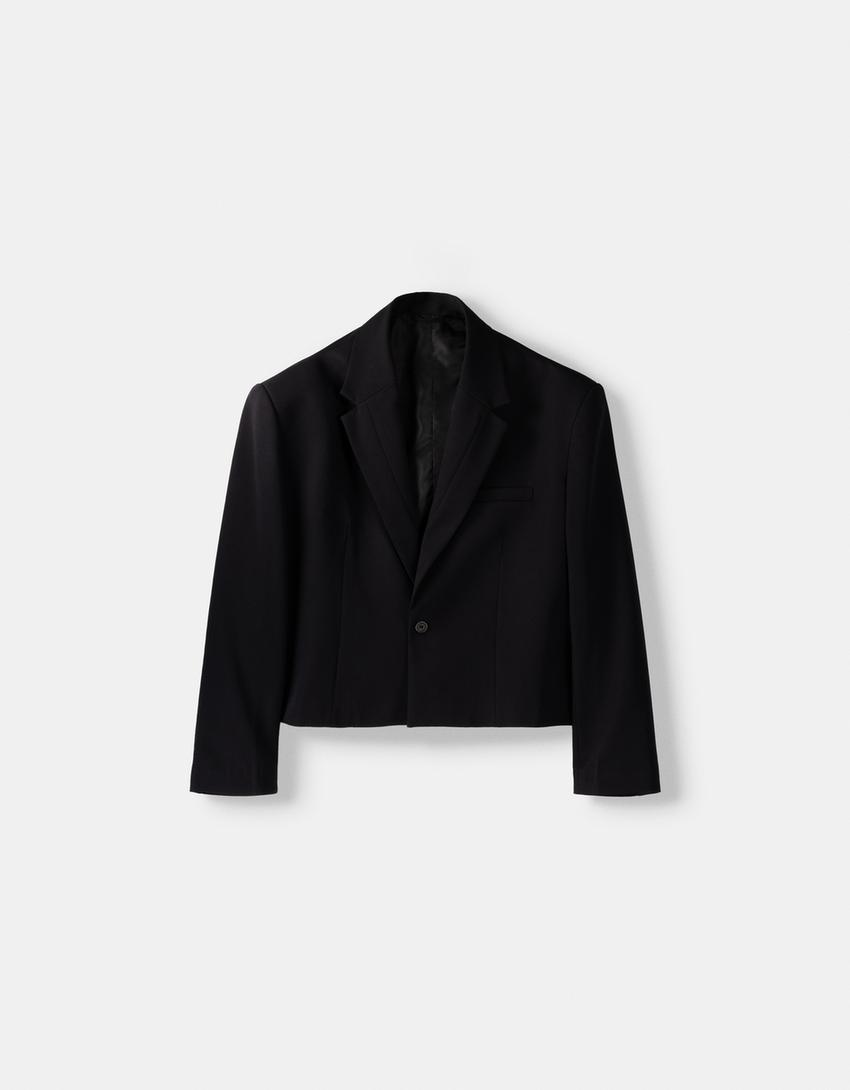Cropped blazer-Black