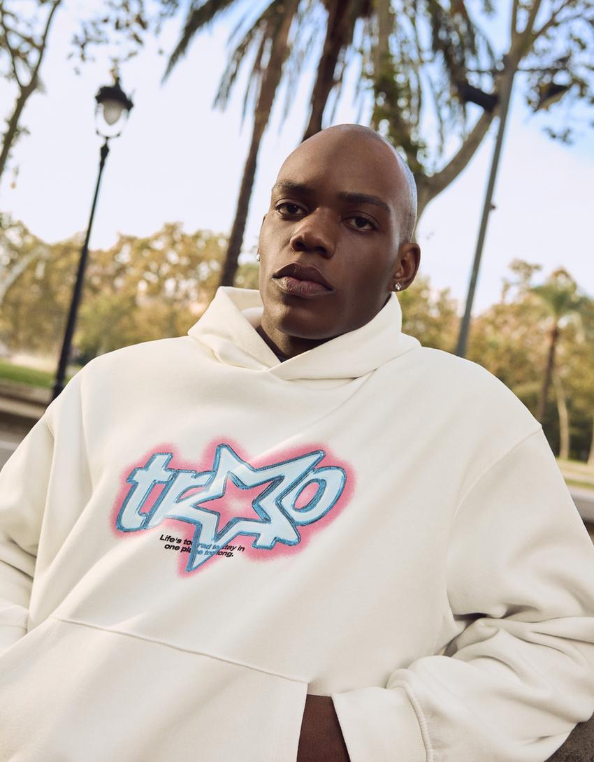 Moletom com capuz estampado-Gelo