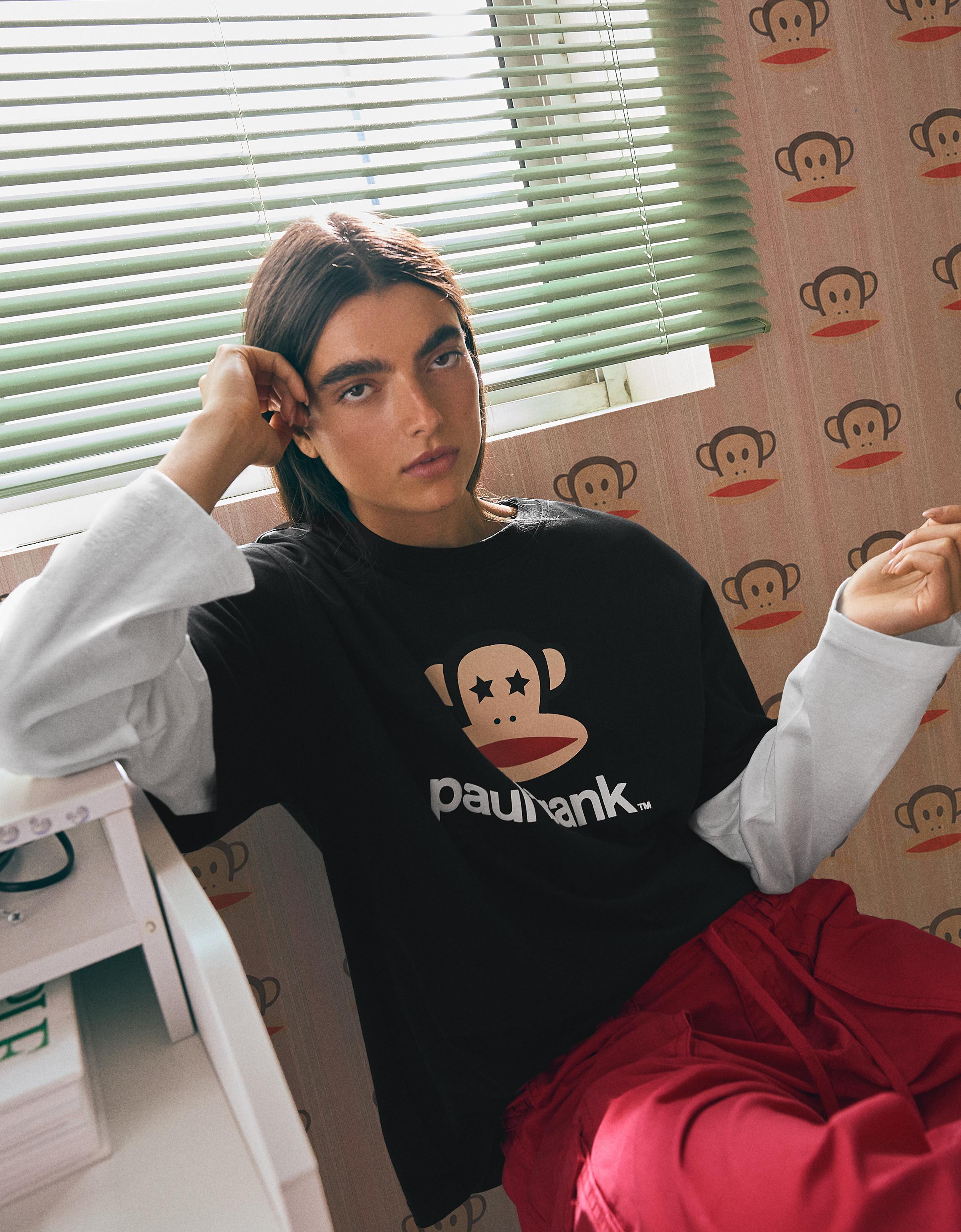 PAUL FRANK double-sleeve print T-shirt — Black