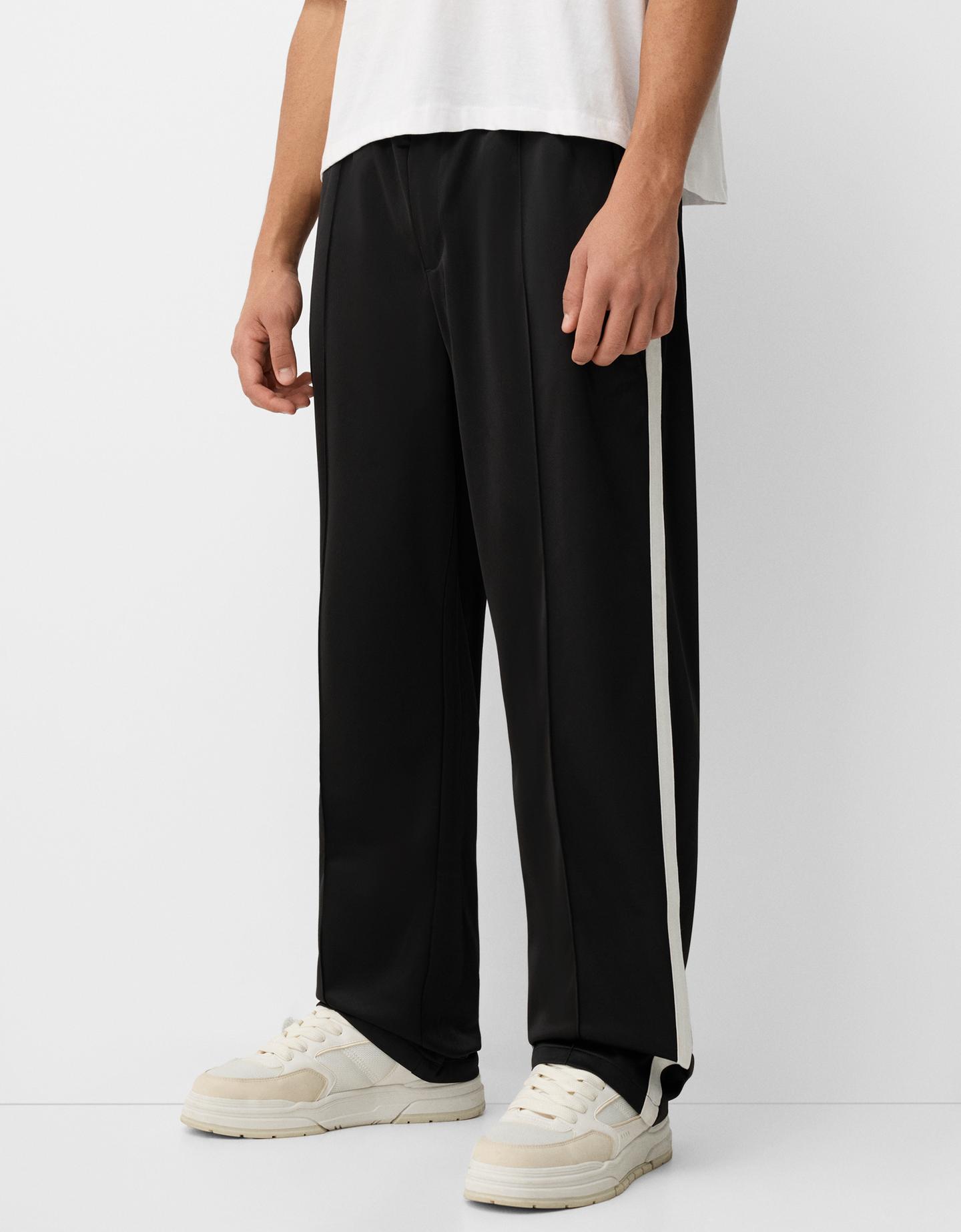 Bershka Pantalón Straight Hombre Xl Negro