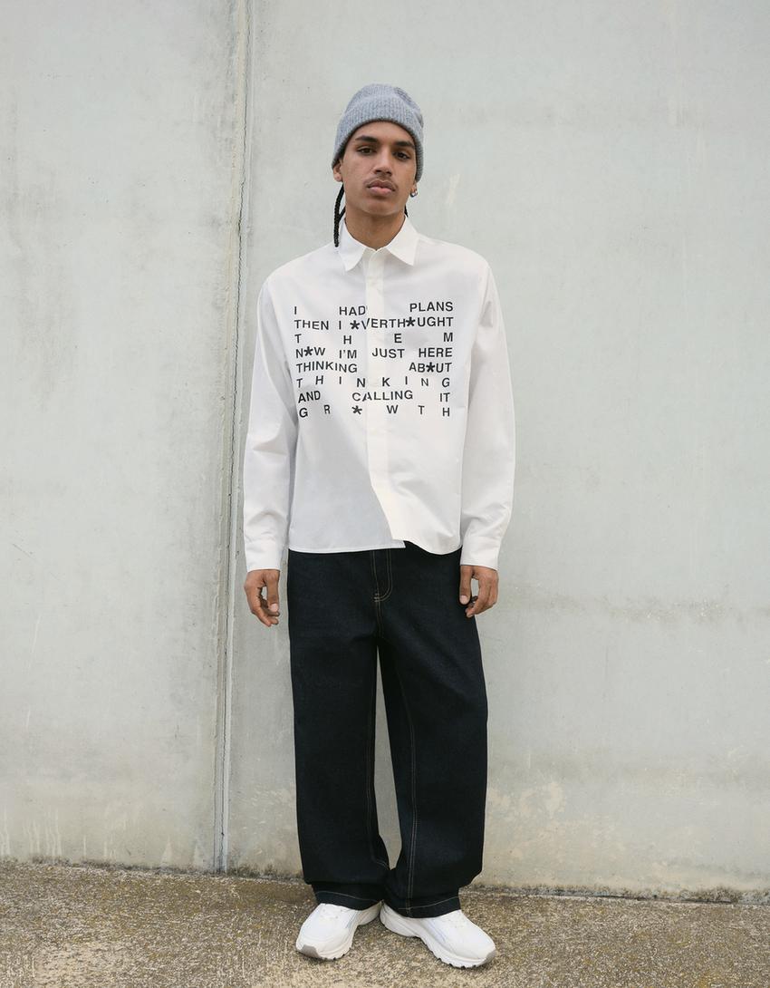 Boxy-fit print shirt-White