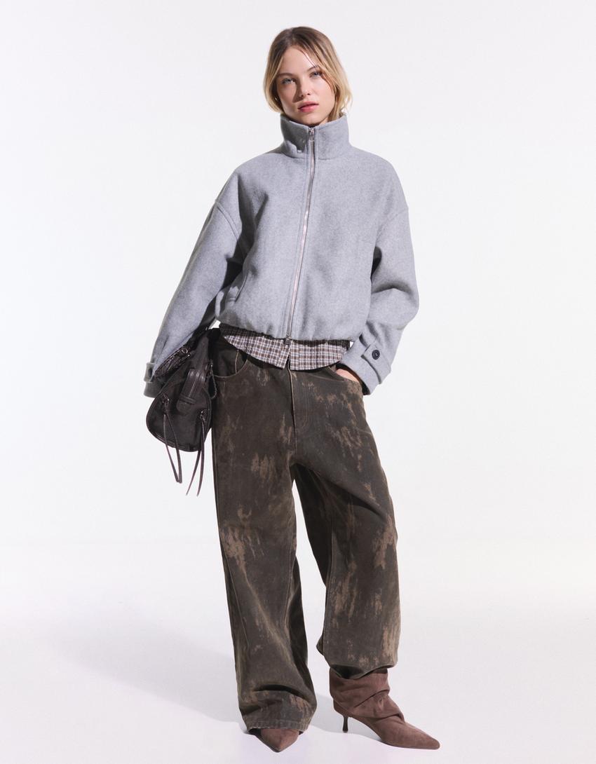 Pantalon baggy fit imprimé-Kaki