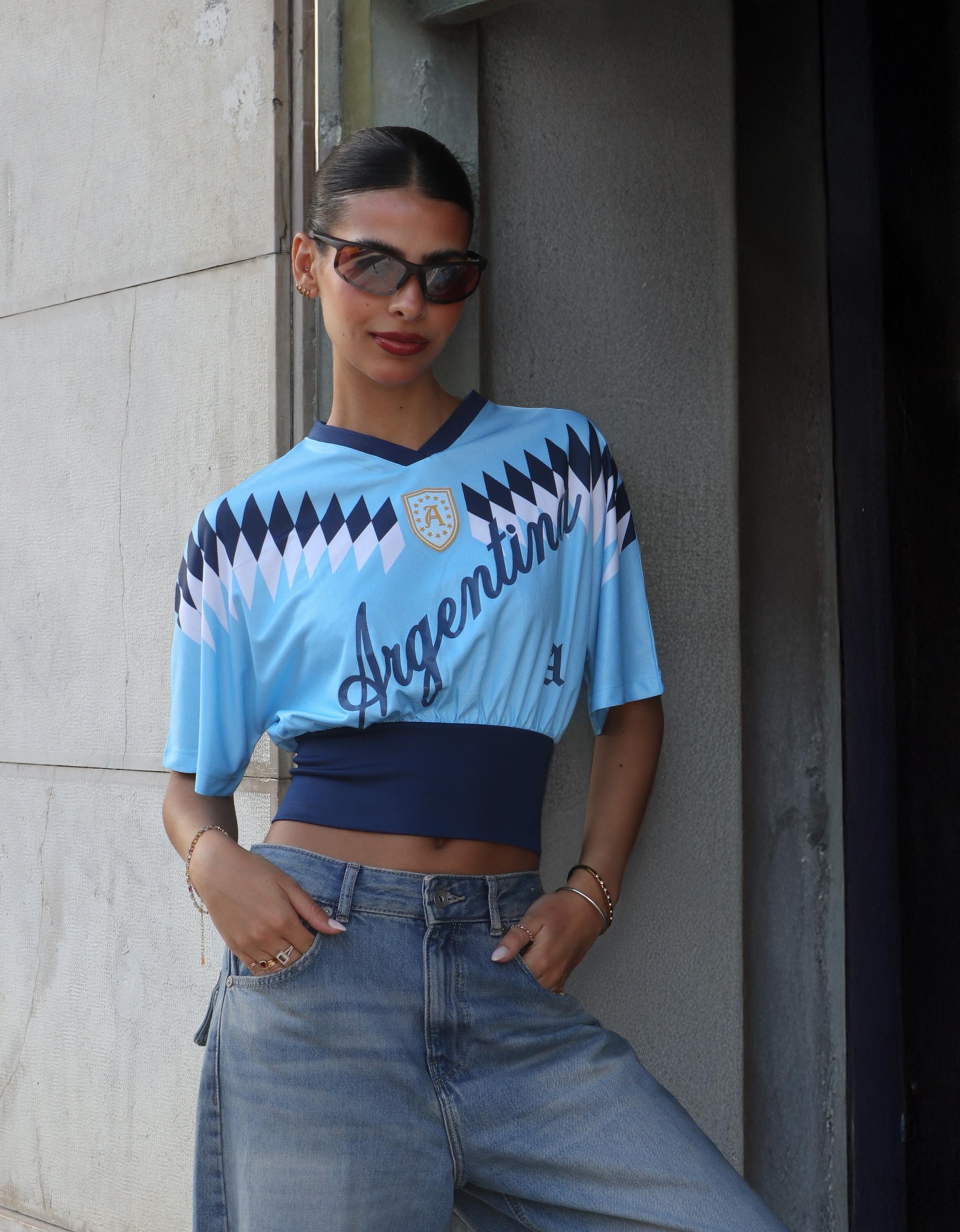 Bershka Camiseta Fajín Argentina Fifa World Cup™ Mujer Azul Claro