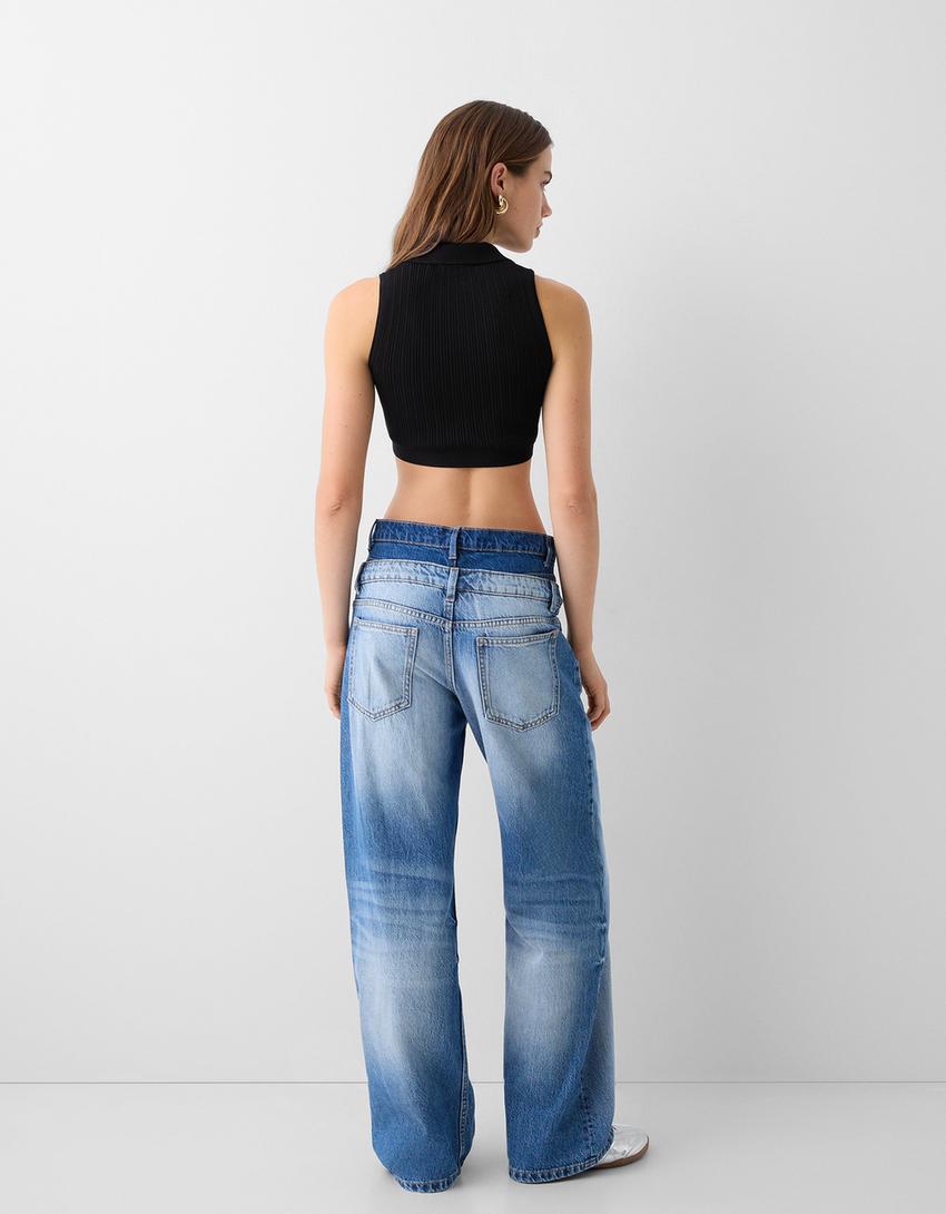 توب بدون أكمام وبسحّاب وياقة بولو-أسود-1