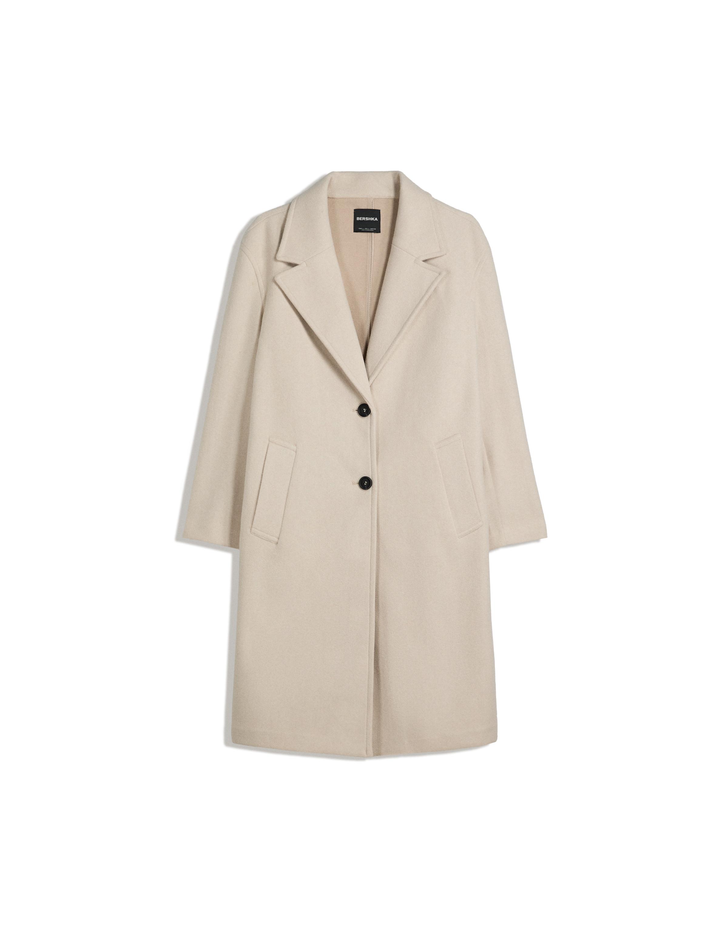 Soft-touch long coat — Sand