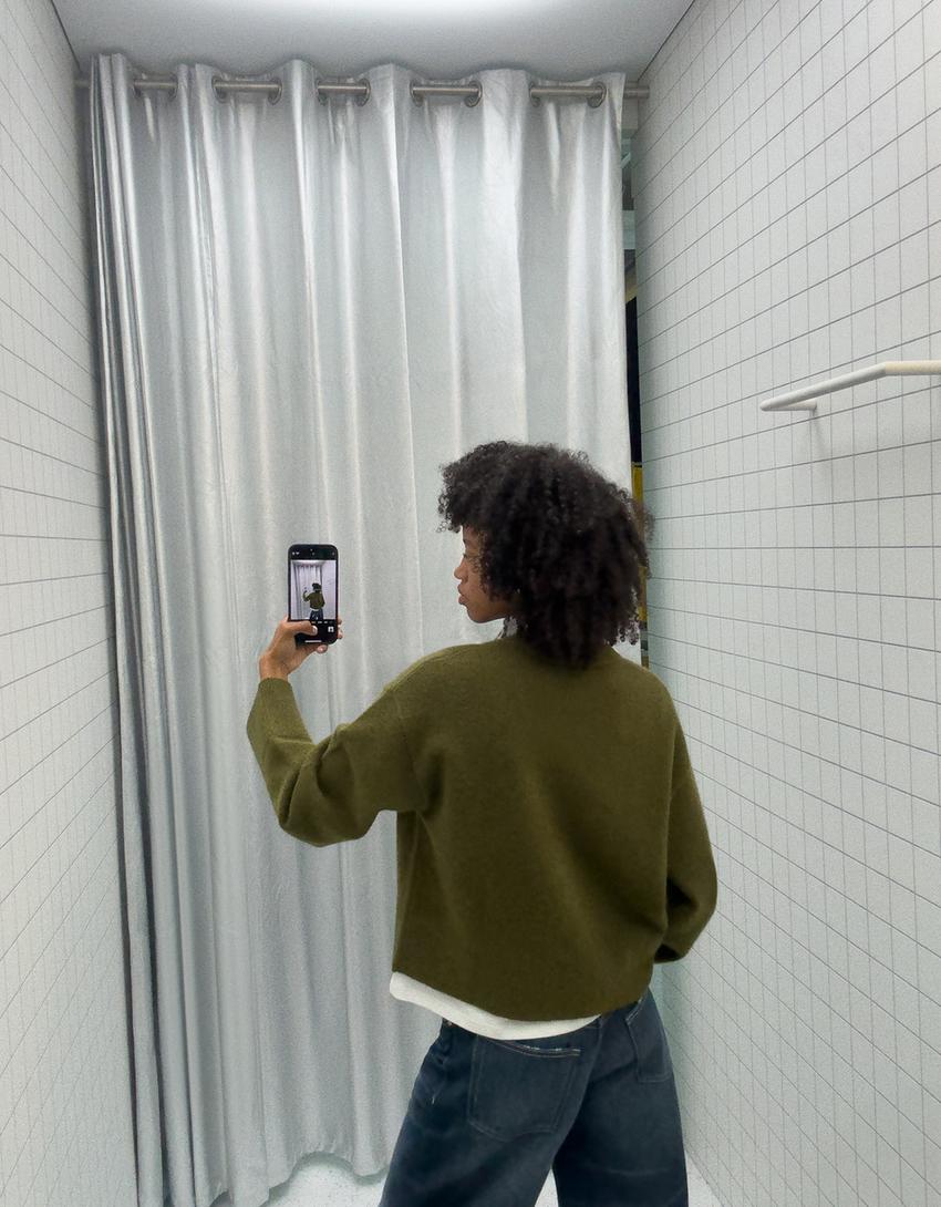 Sweter oversize dół rib-Zielony