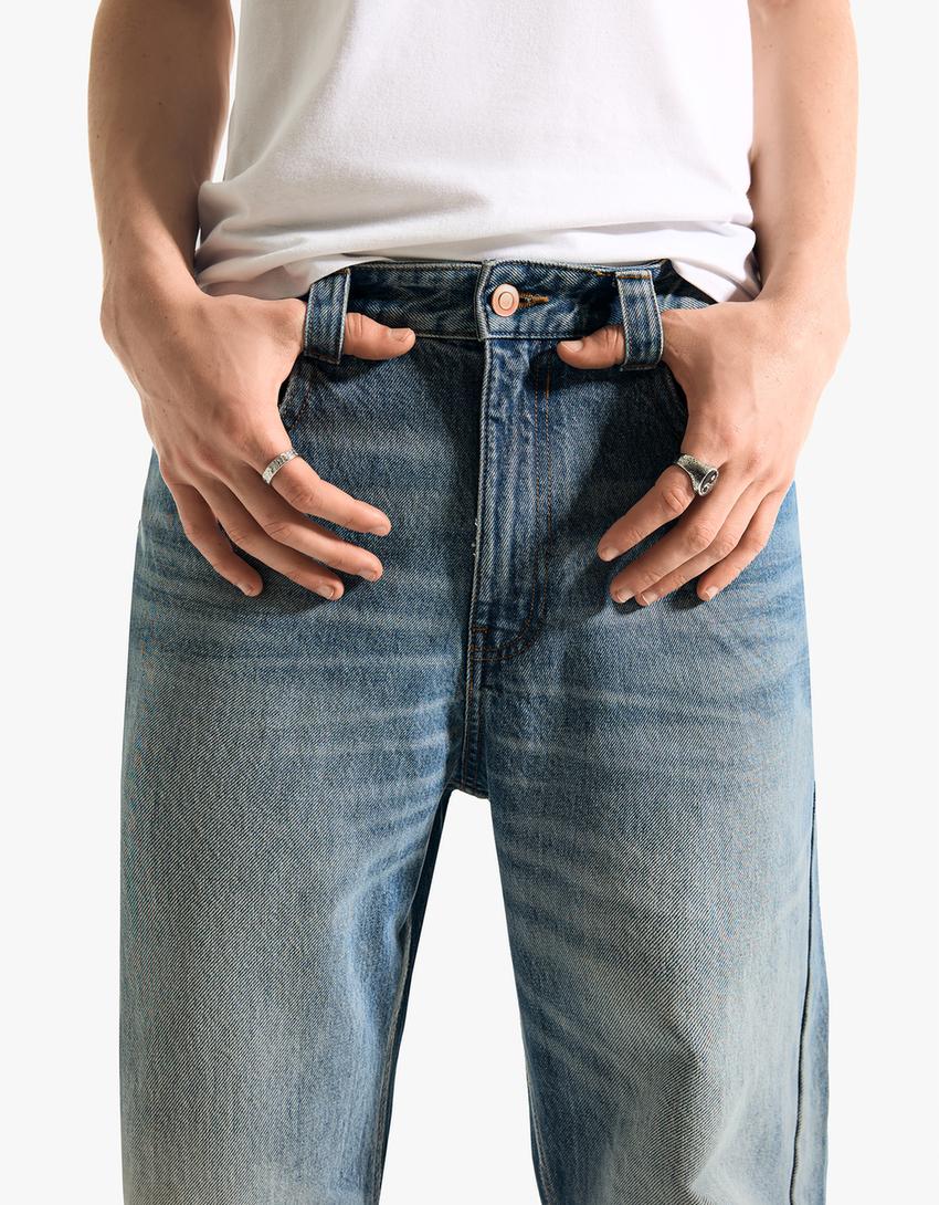 Flared baggy jeans-Light blue