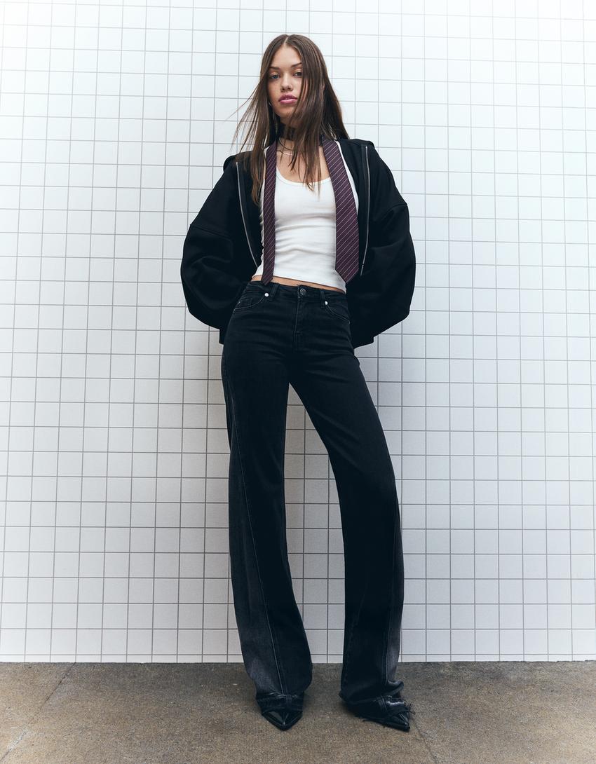 Jeans flare contraste-Noir-1