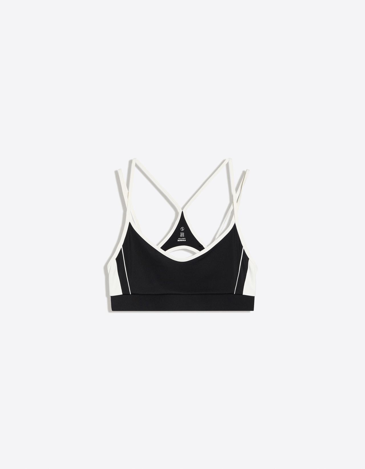 Contrast technical fabric top - Breathable & Quick-Drying — Black