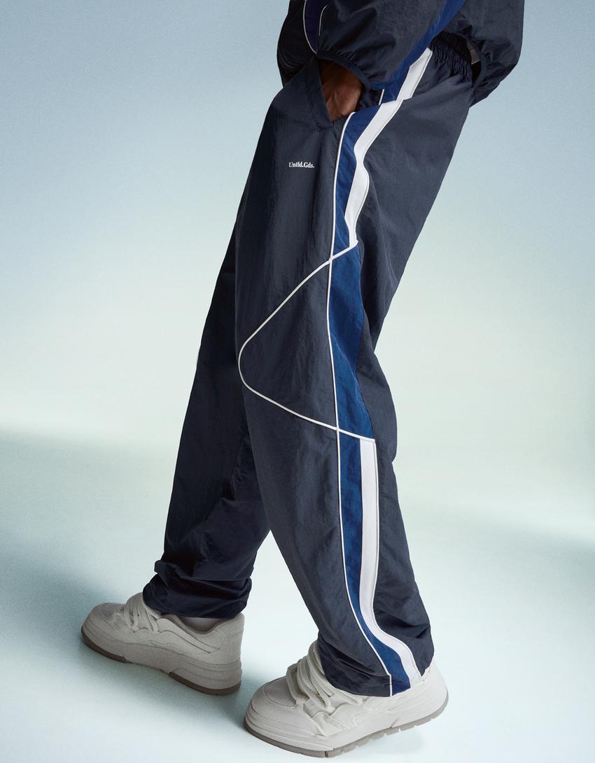 Super baggy technical trousers-Navy-2