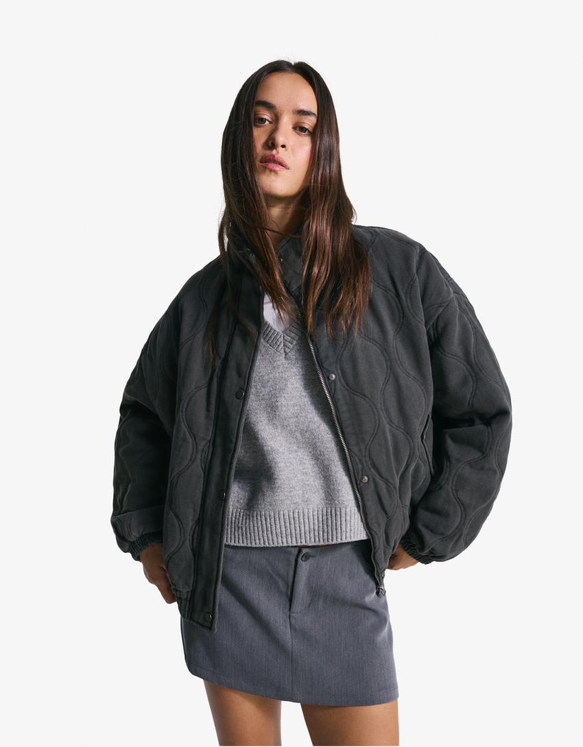Faded-effect jacket-Dark grey-1