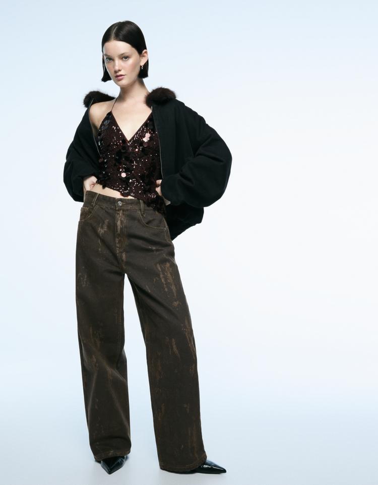 Printed baggy trousers