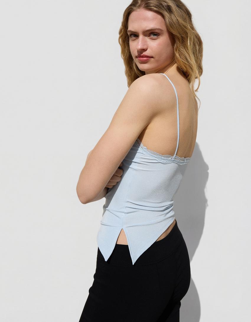 Pitsitoppi-Vaaleansininen