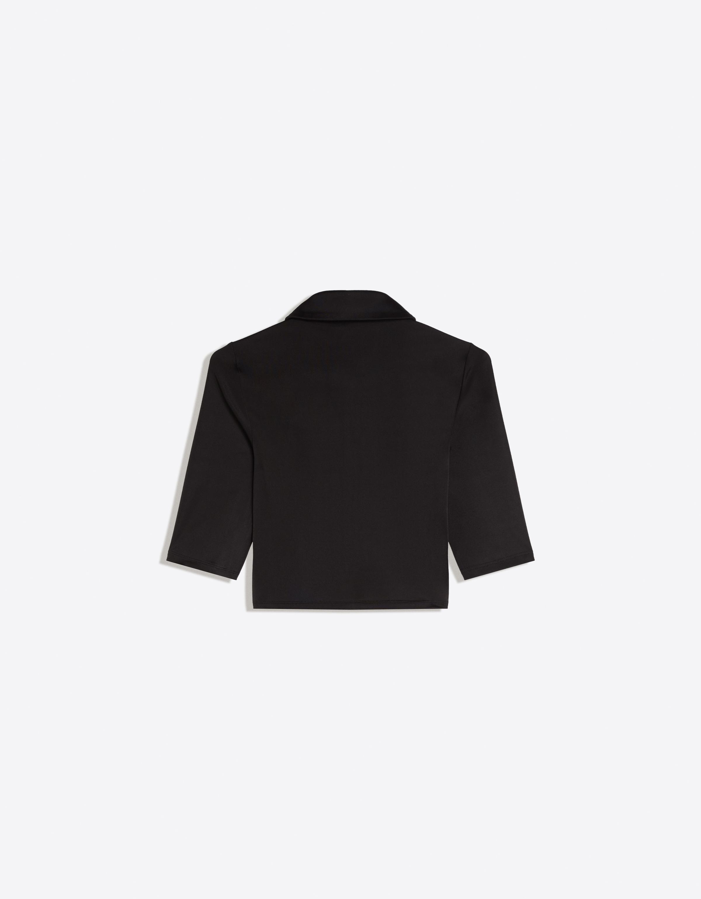 Polo collar button T-shirt — Black