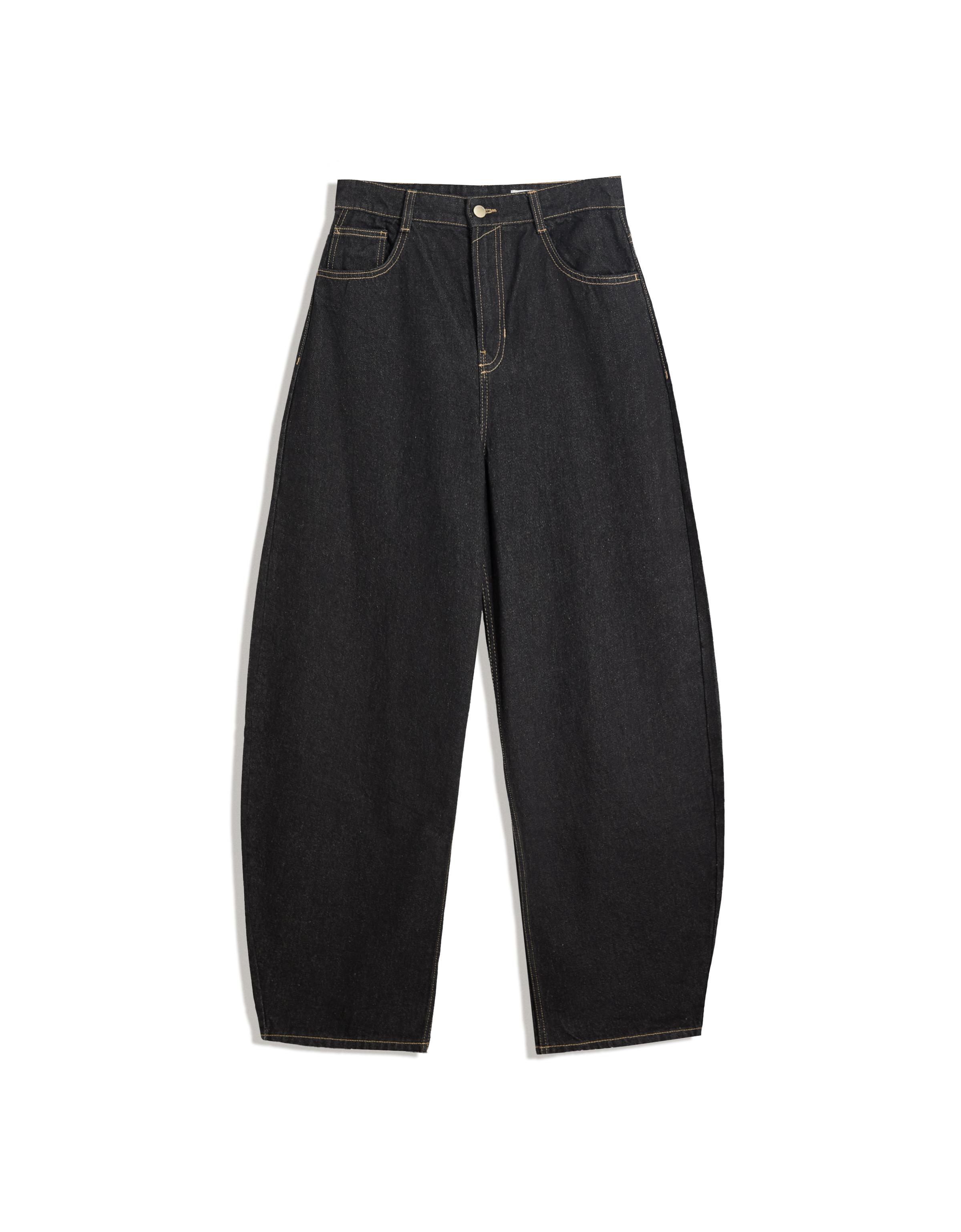 Yüksek bel geniş paça barrel fit jean - Görsel 17