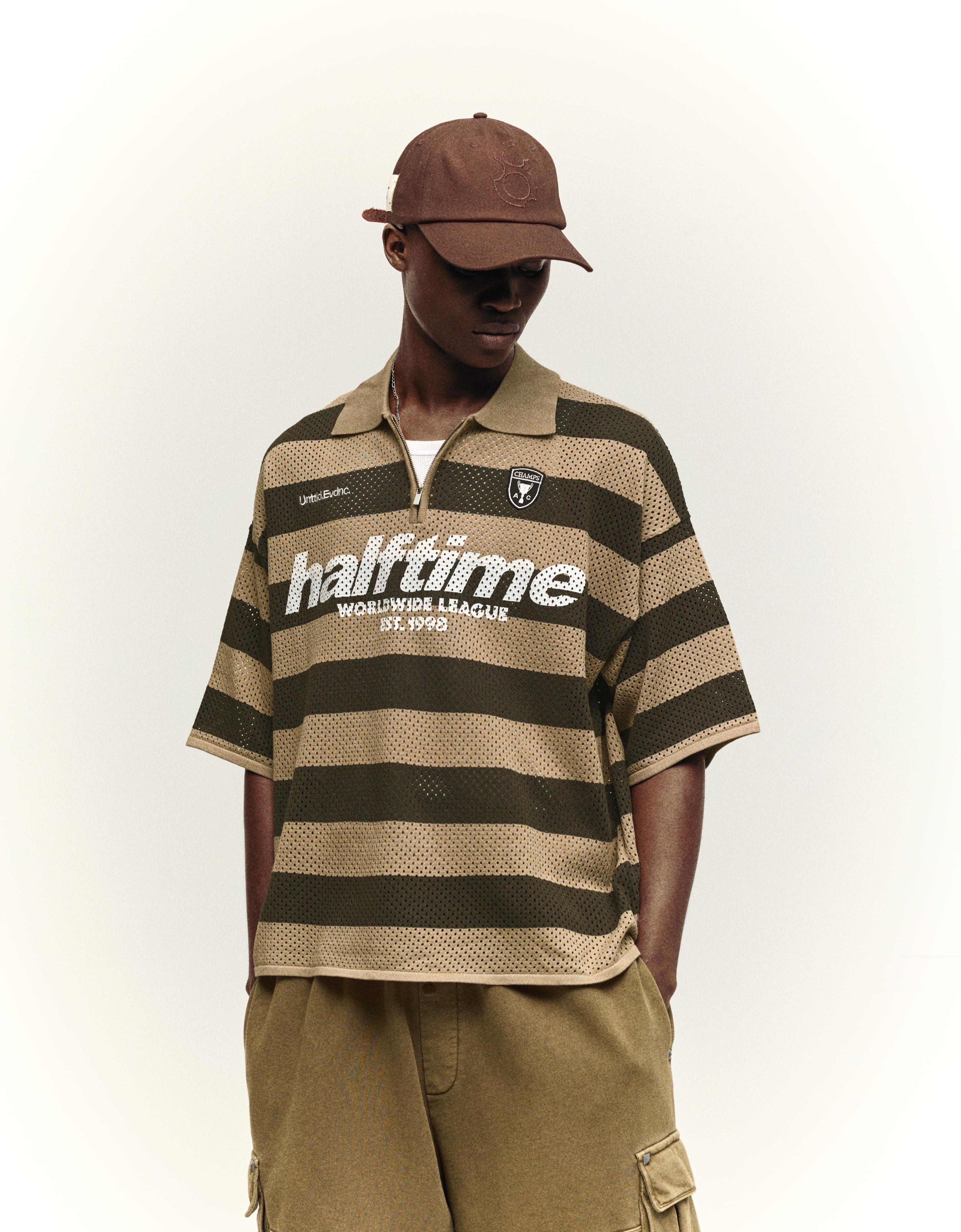Polo Manga Corta Mesh Cremallera Hombre M Kaki