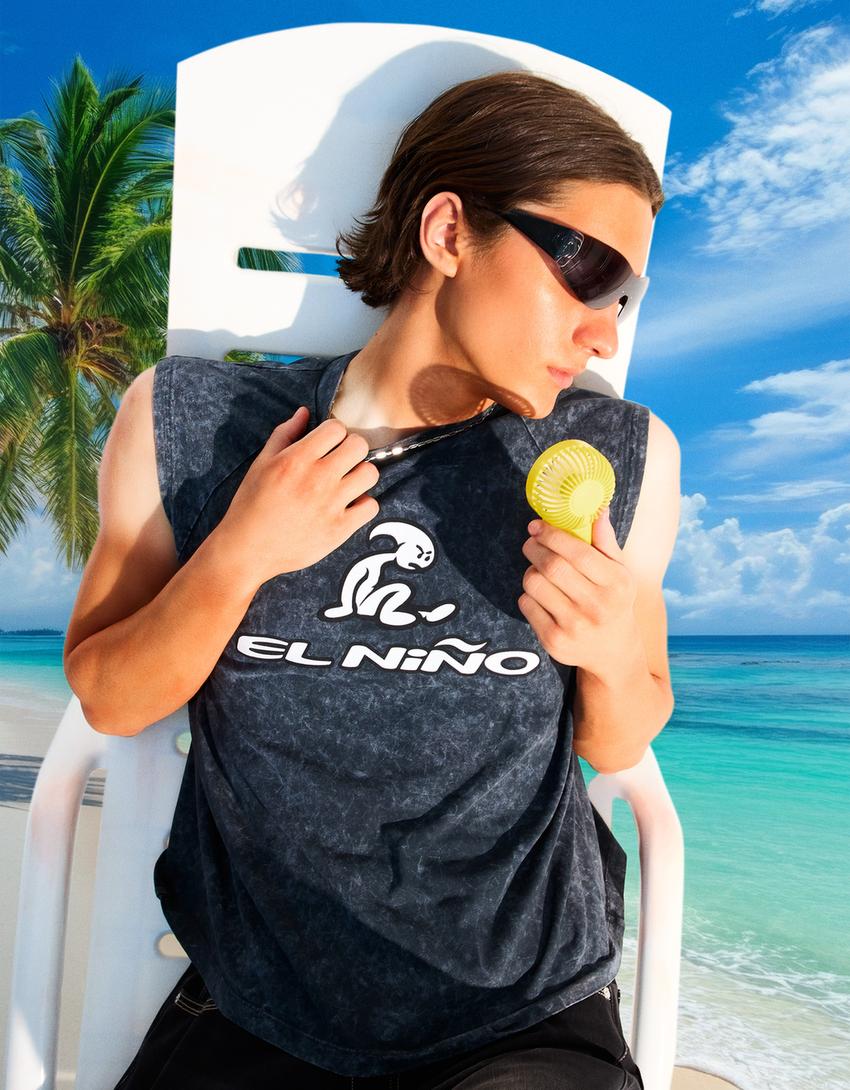 Camiseta El Niño sin mangas-Gris-3