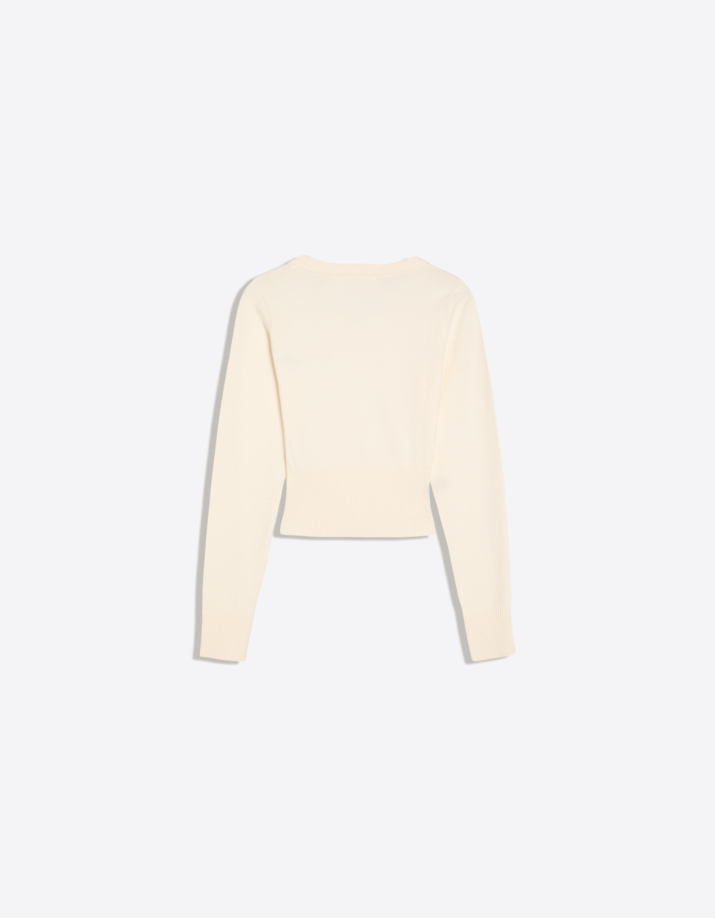 Embroidered V-neck jumper — Cream