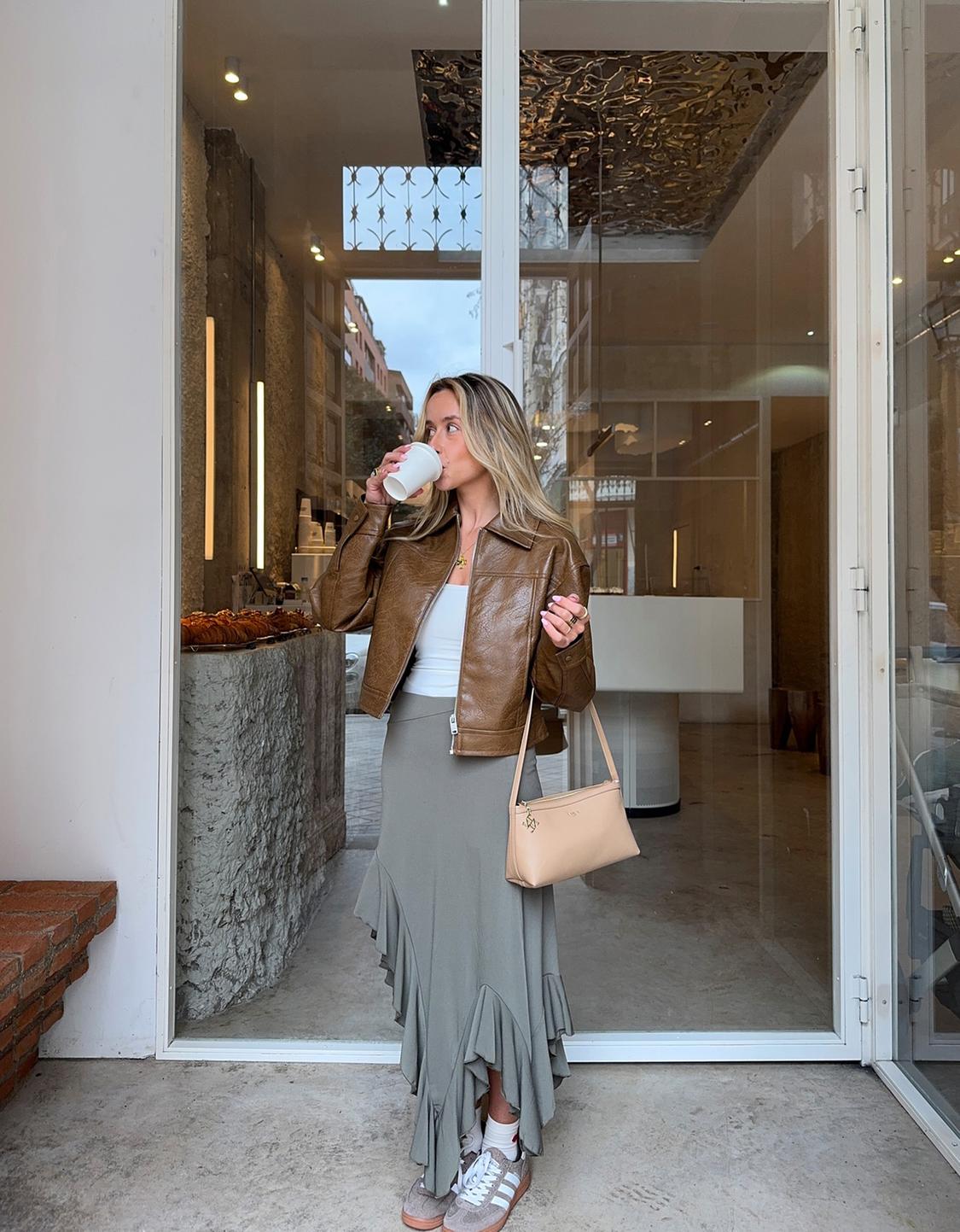 Ruffled midi skirt