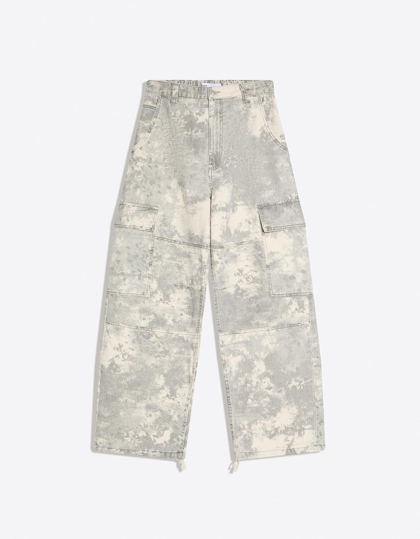 Jeans cargo parachute-Beige