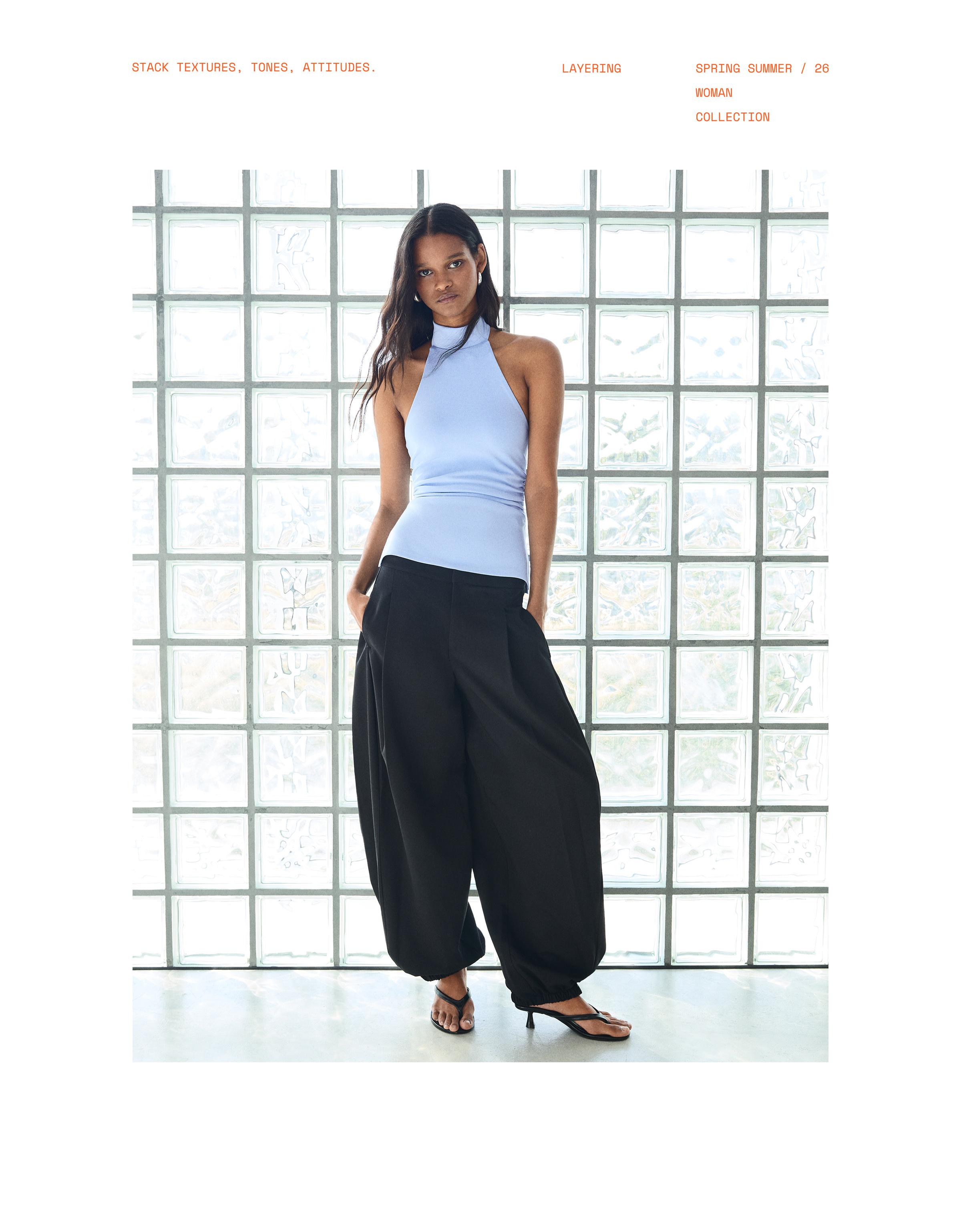 Gathered halter neck top — Light blue