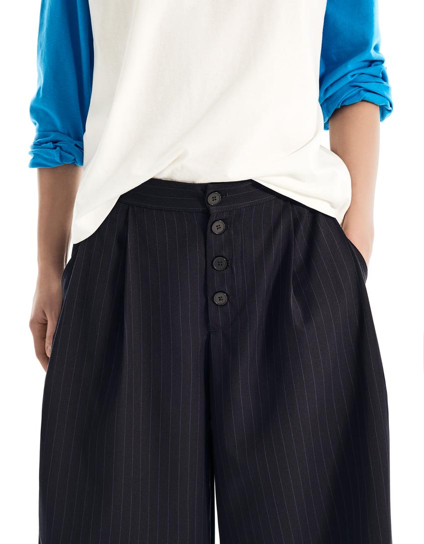 Bermuda culotte listrada-Marinho