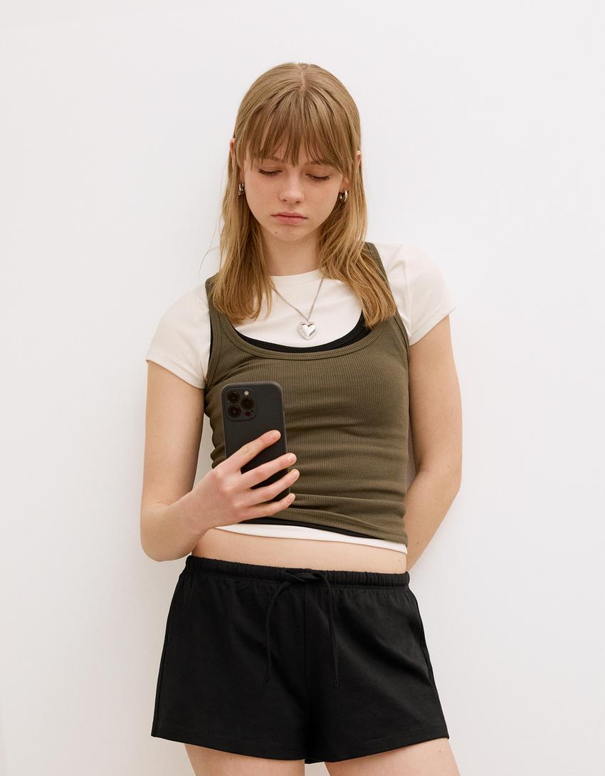 Plush shorts-Black