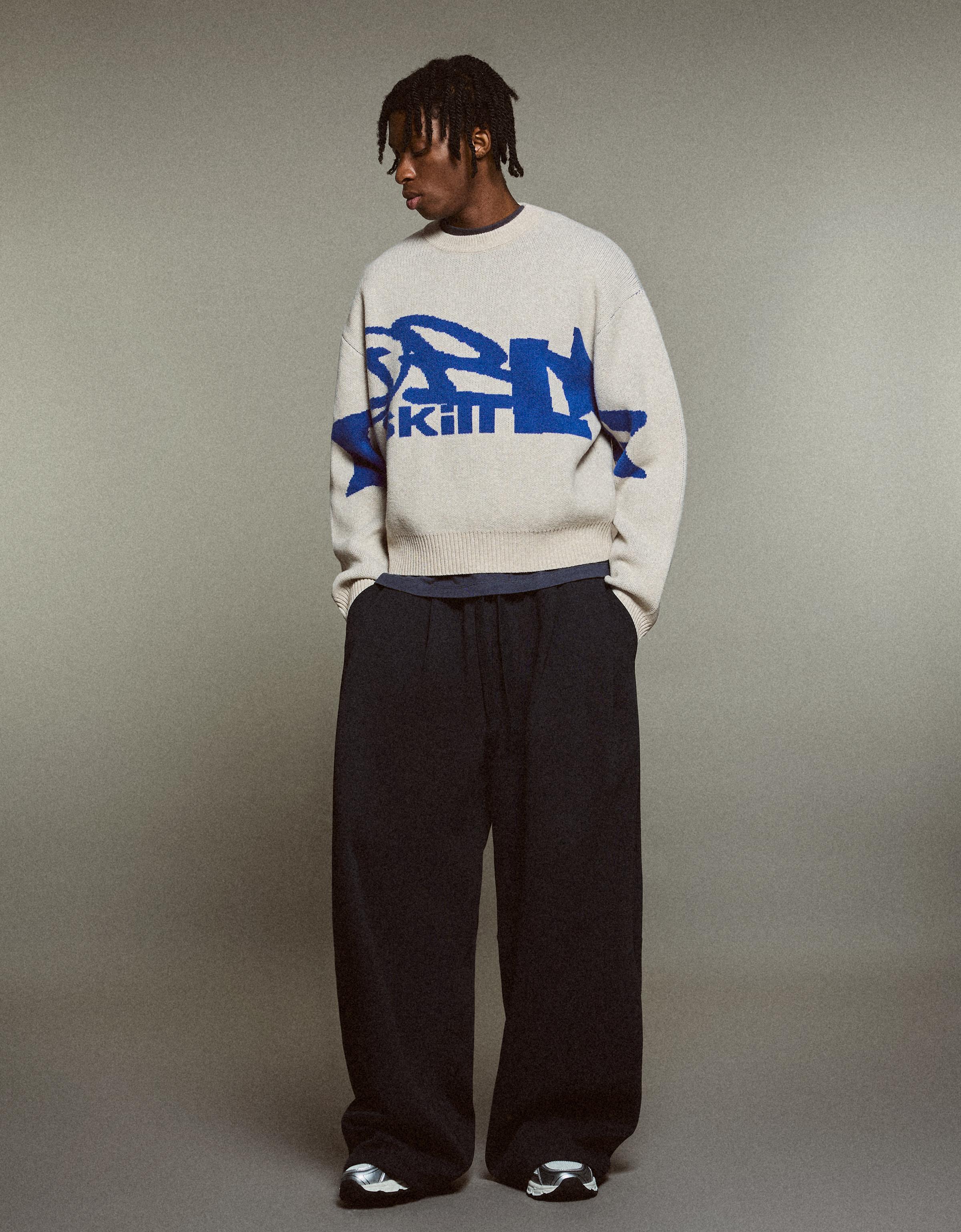 Graphic jacquard jumper — Stone