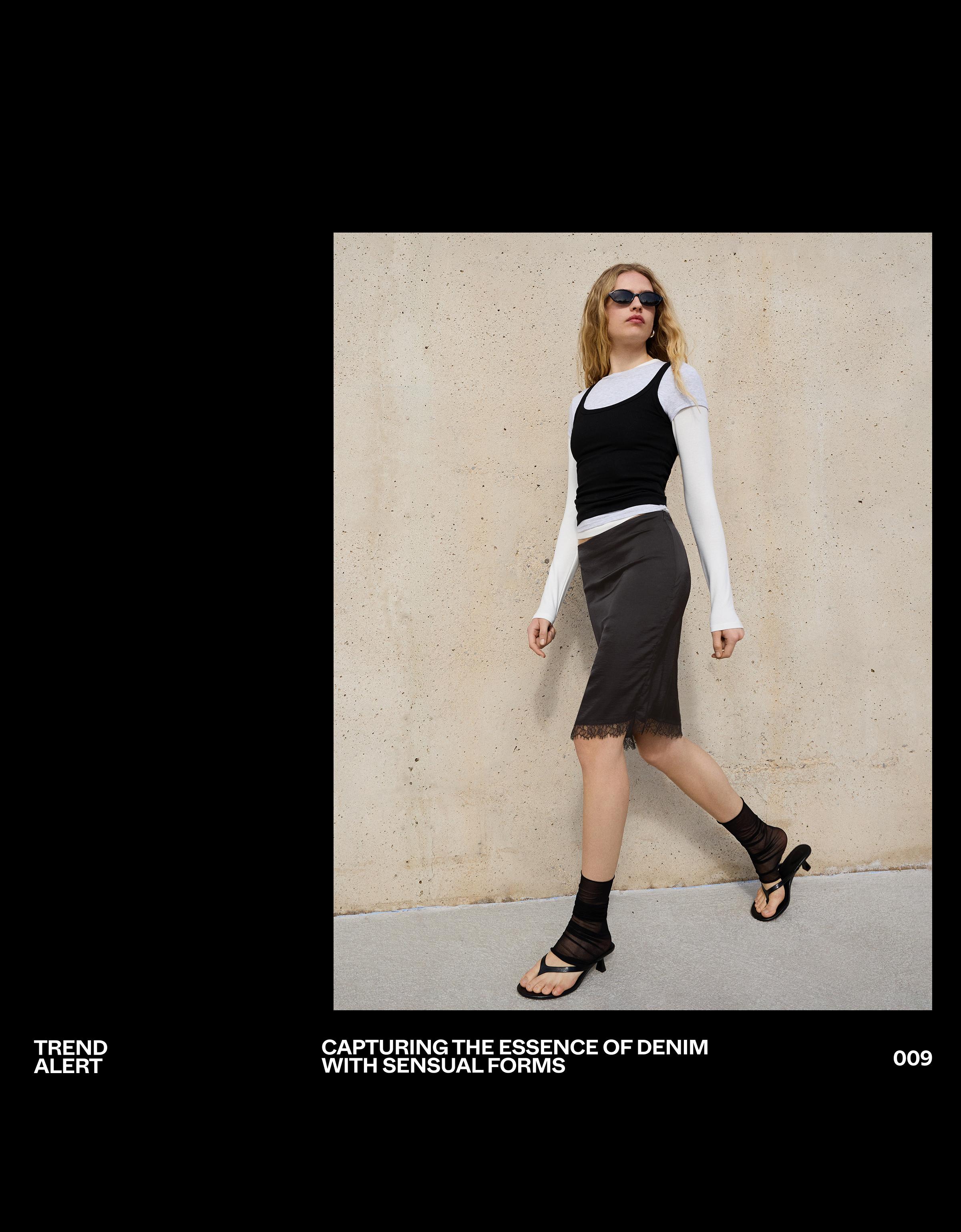 Saten midi etek - Görsel 15