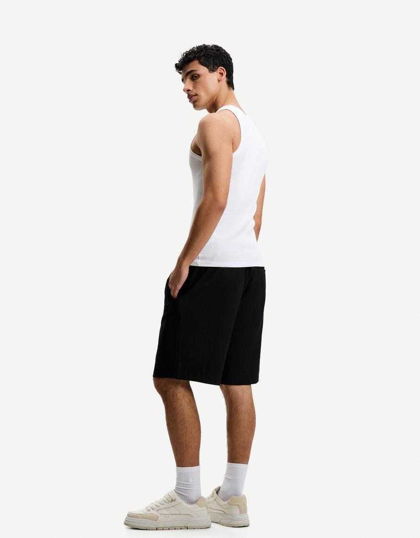 Loose linen blend jogger Bermuda shorts
