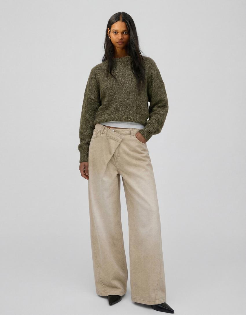 Barrel-leg trousers-Beige