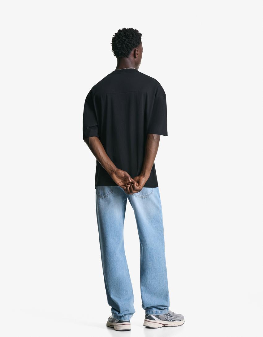 Blugi straight relaxed-Albastru deschis-1