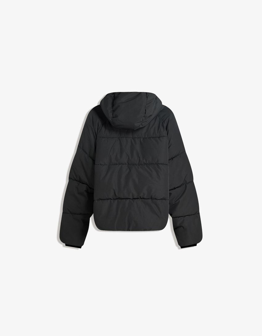 Hooded puffer jacket-Black