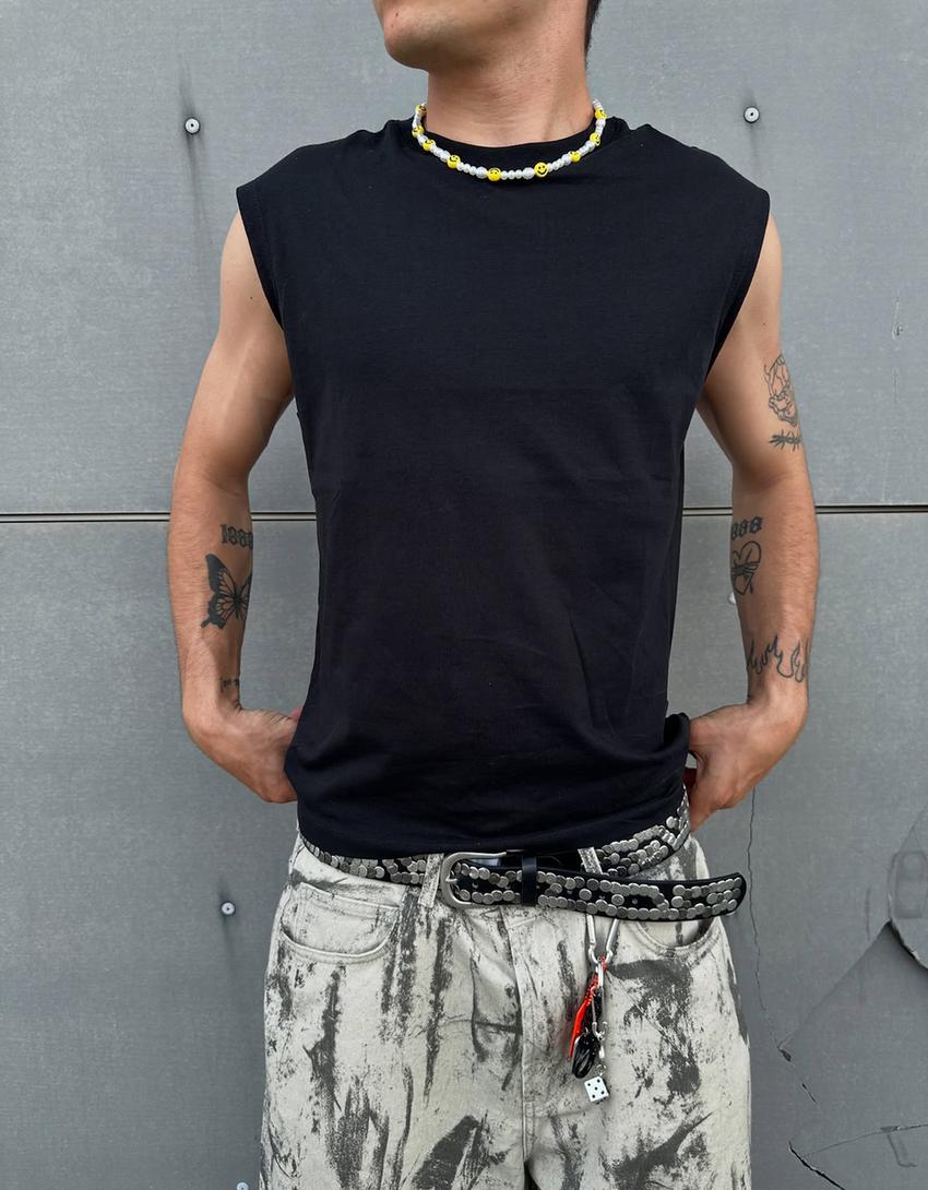 T-shirts sem mangas-Preto-2