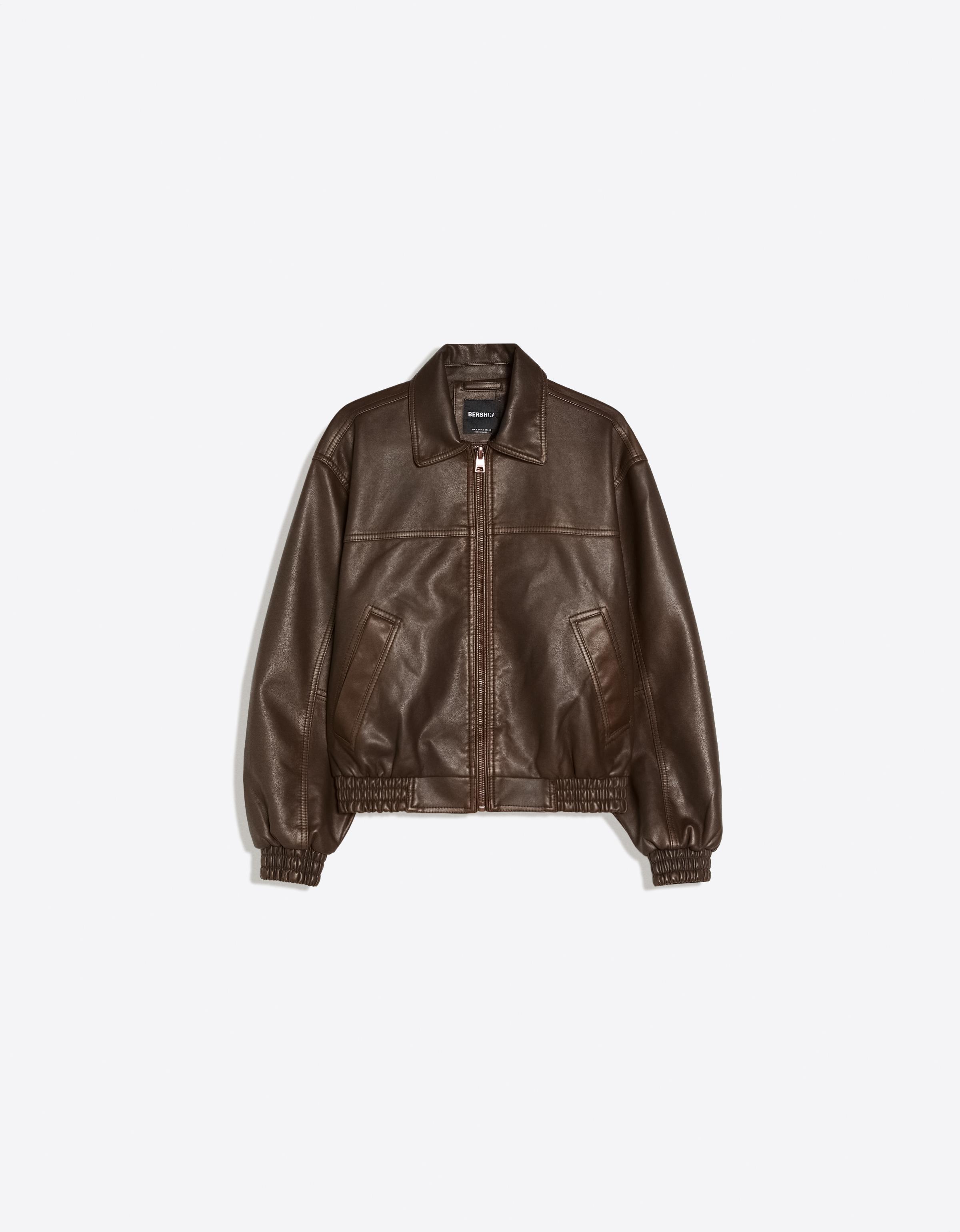 Leather effect jacket — Brown