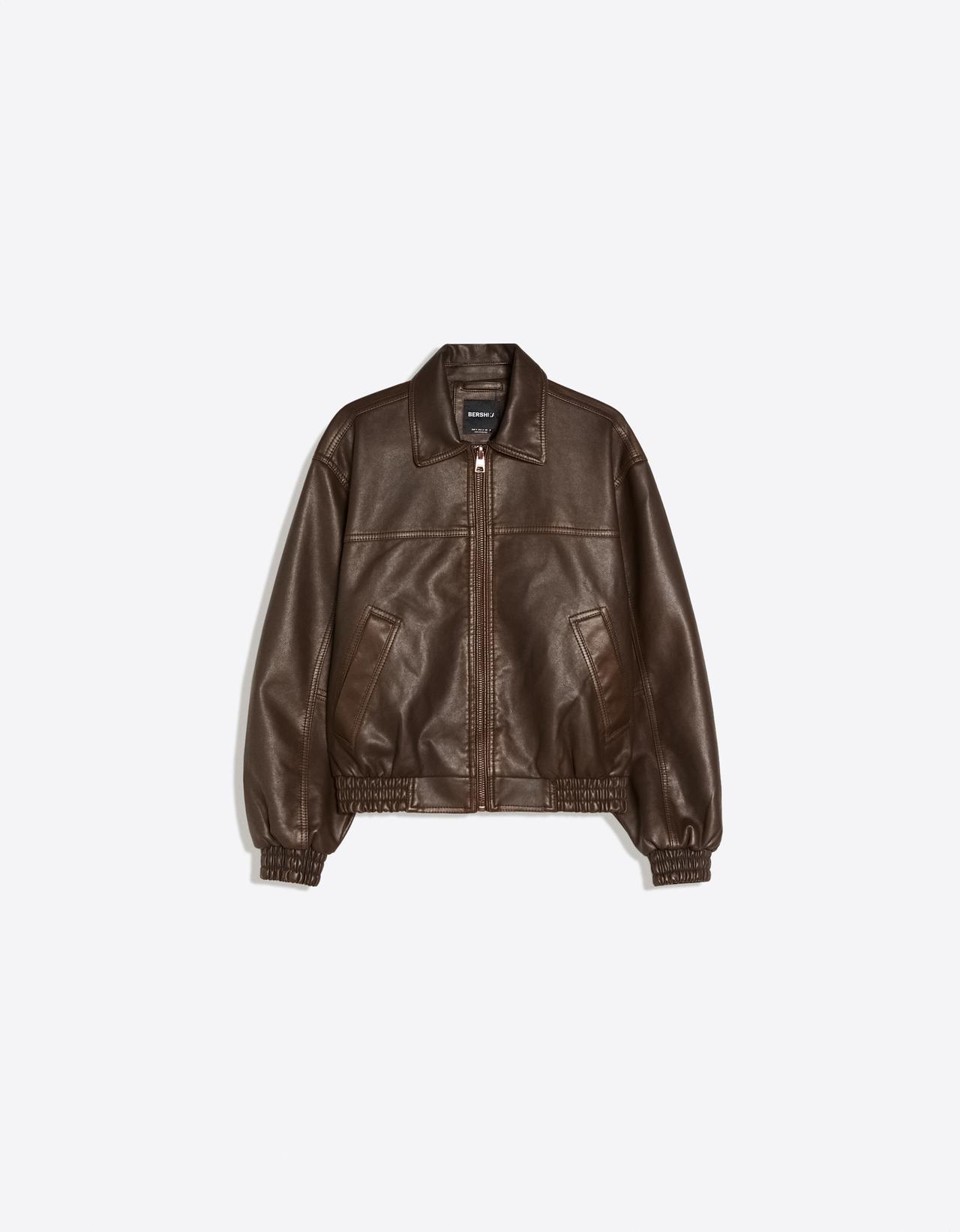 Leather effect jacket — Brown