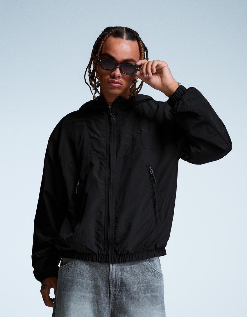 Hooded technical jacket-Black-0