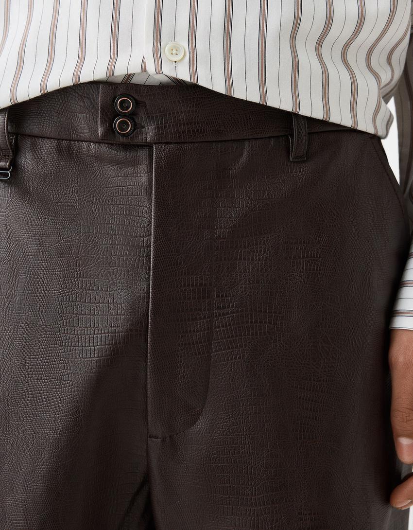 Pantalon similicuir-Marron-6