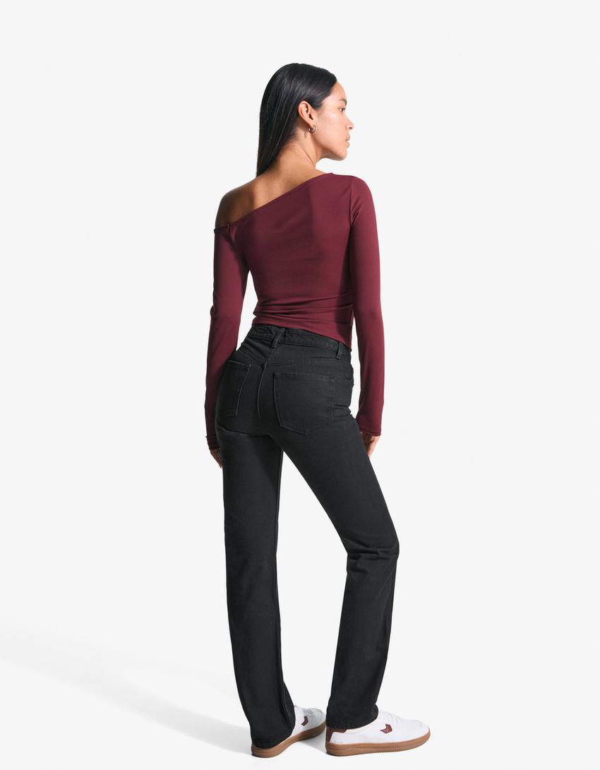 Straight fit jeans-Zwart
