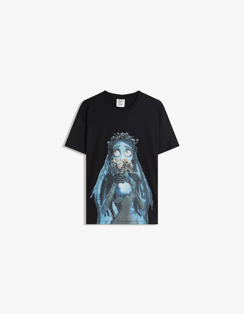 Camiseta Corpse Bride manga corta print-Negro