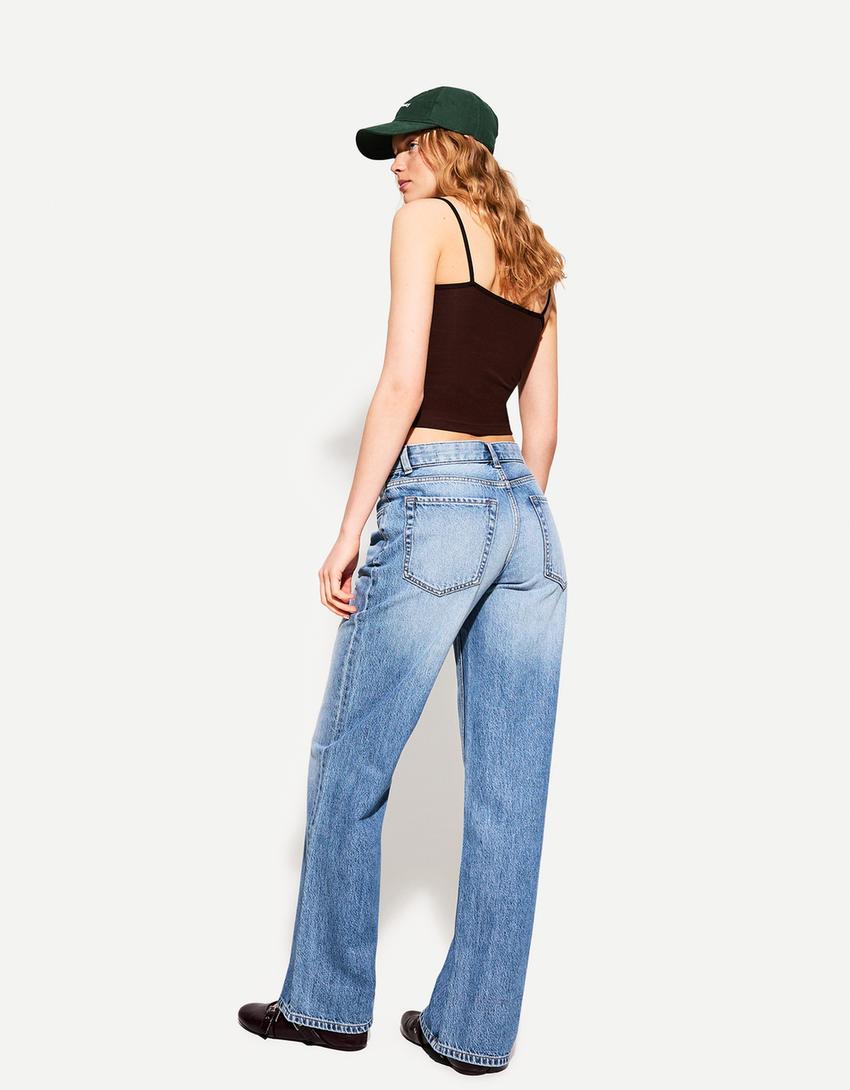 Wide-leg '90s jeans-Light blue