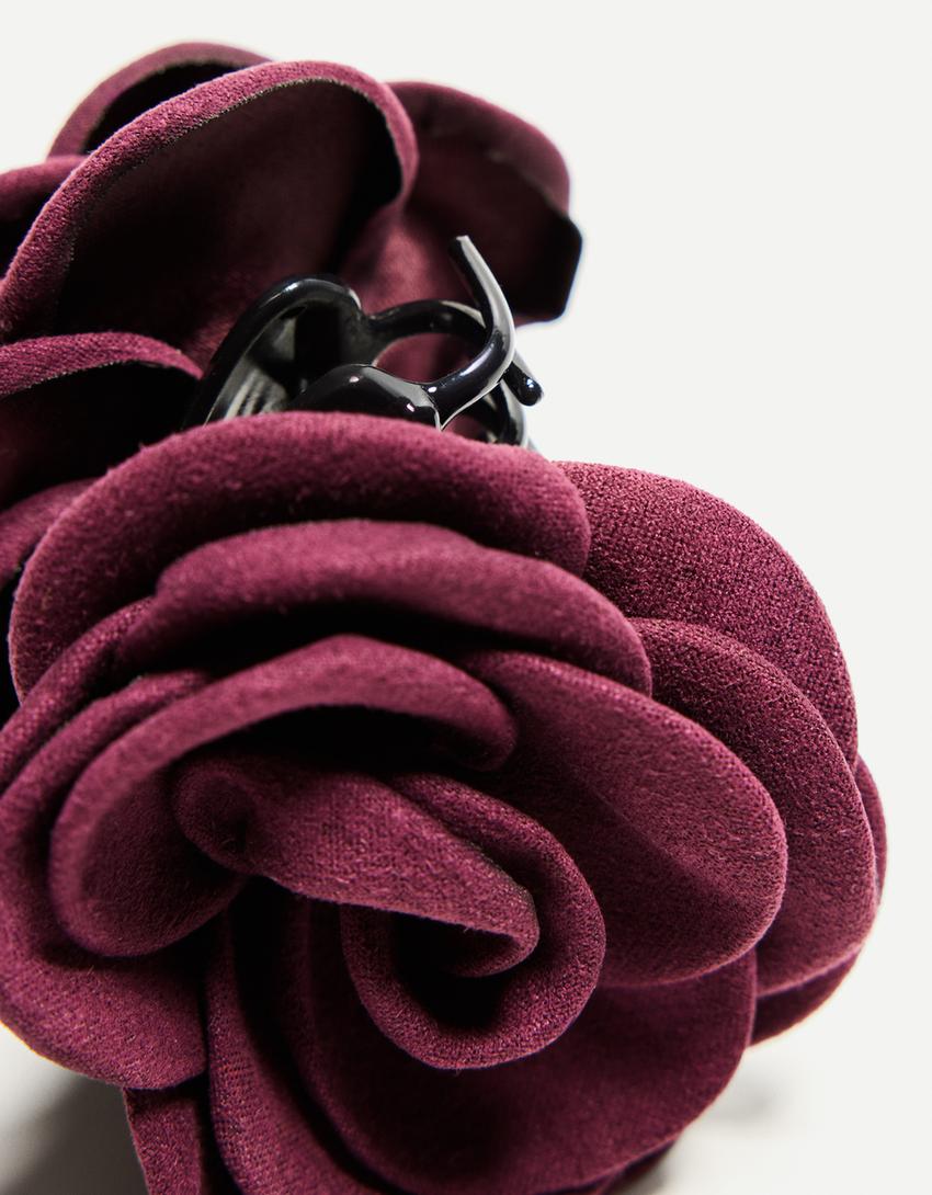 Pince fleur en tissu-Bordeaux-1
