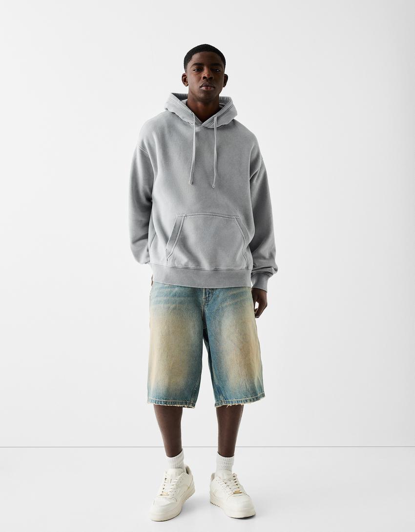 Faded-effect boxy fit hoodie-Grey-3