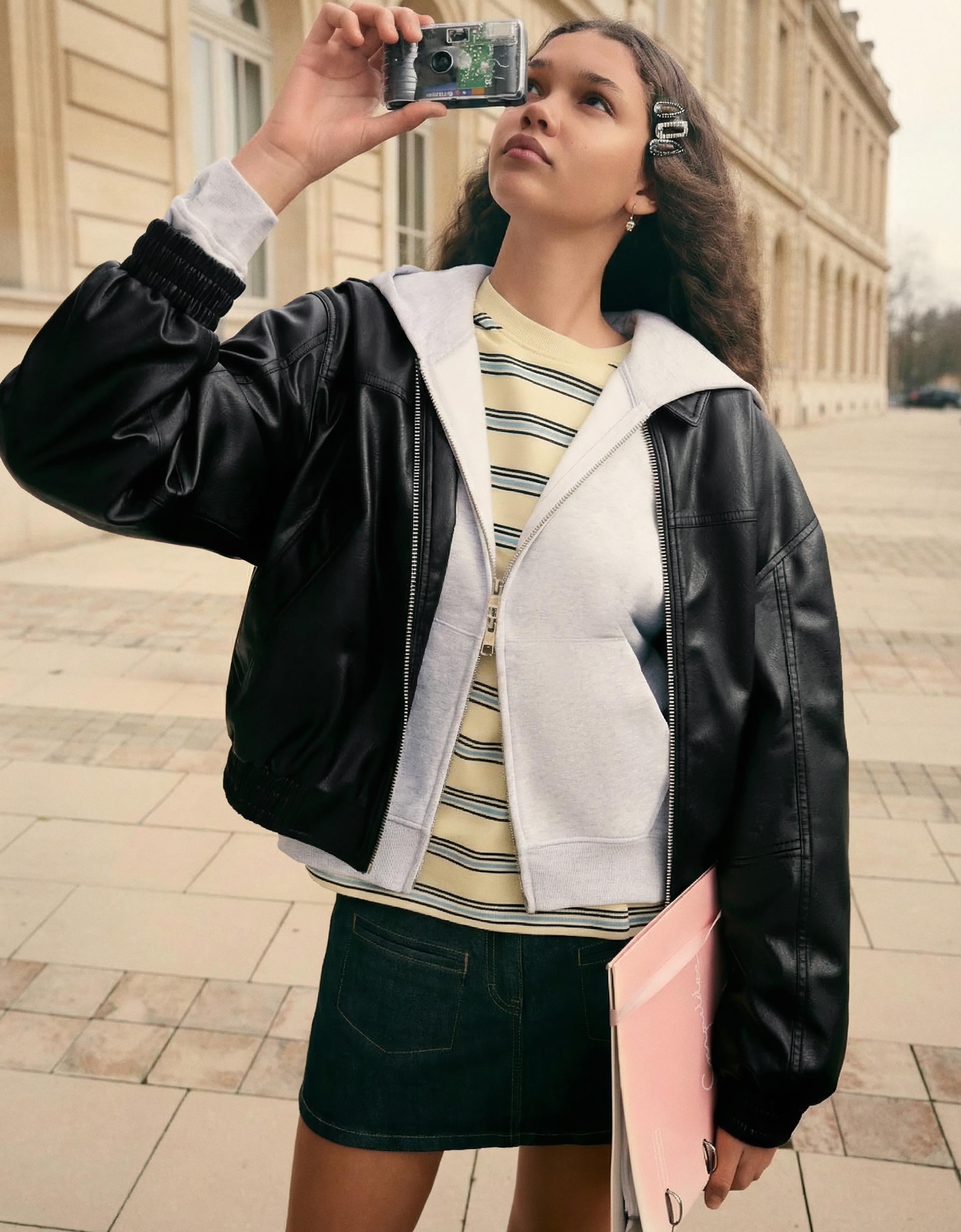 Leather effect jacket — Black