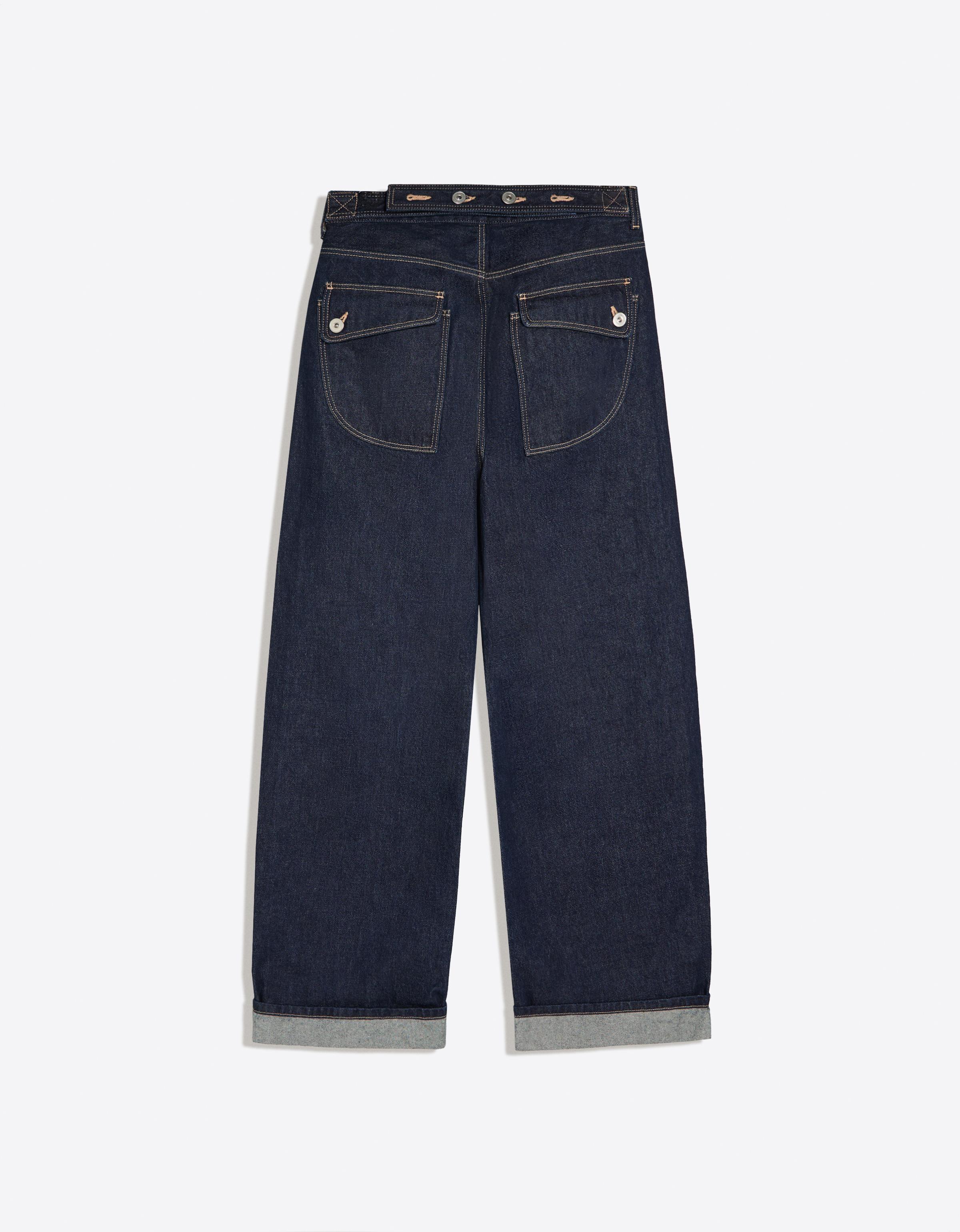Ripped balloon fit jeans with back buckle — Navy