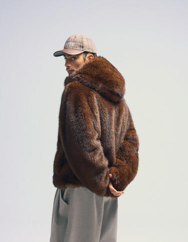 Faux fur hooded jacket