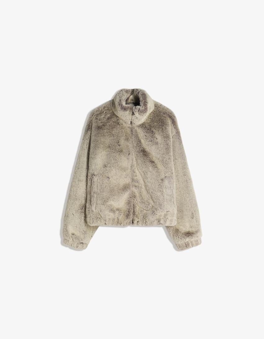 Faux fur jacket-Grey