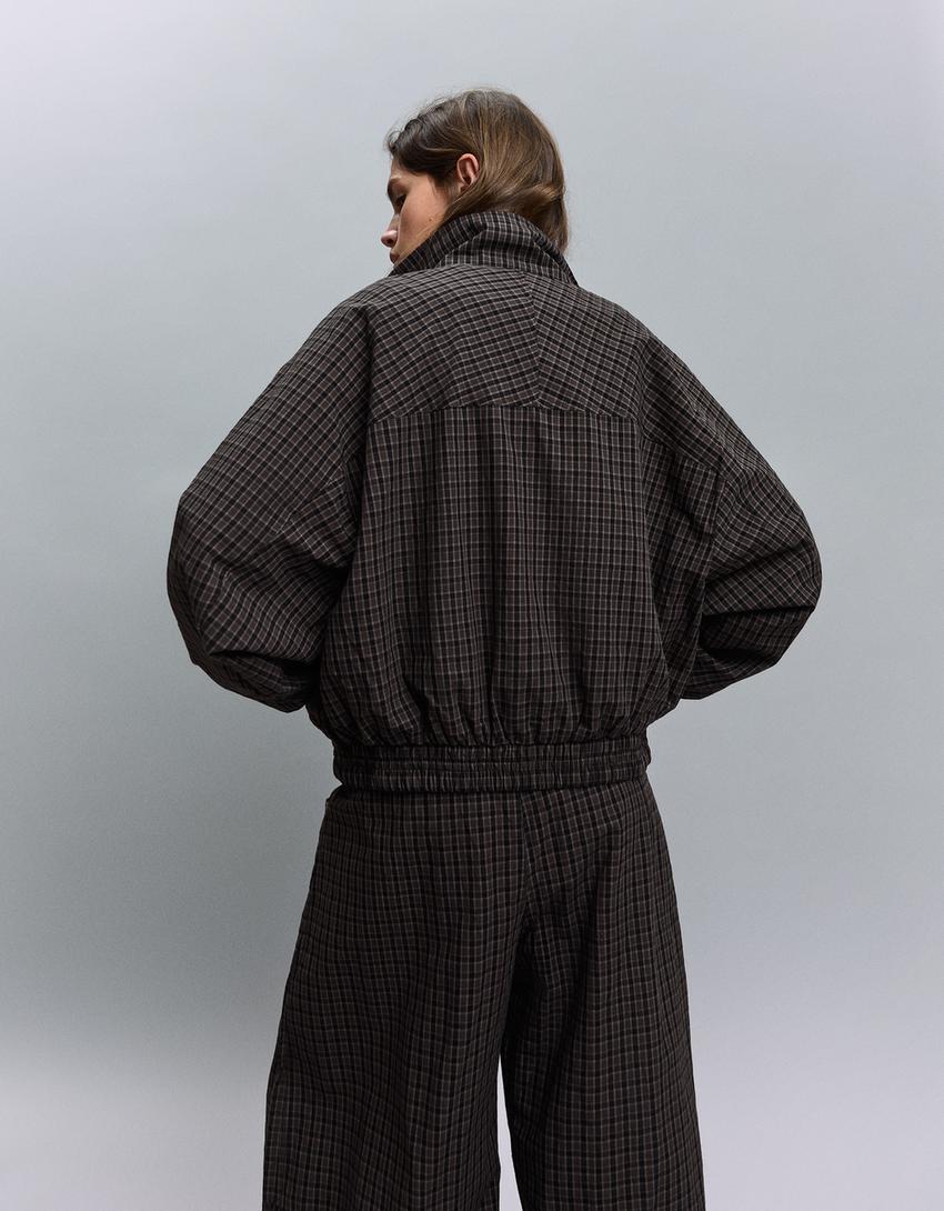 Check print jacket-Dark grey