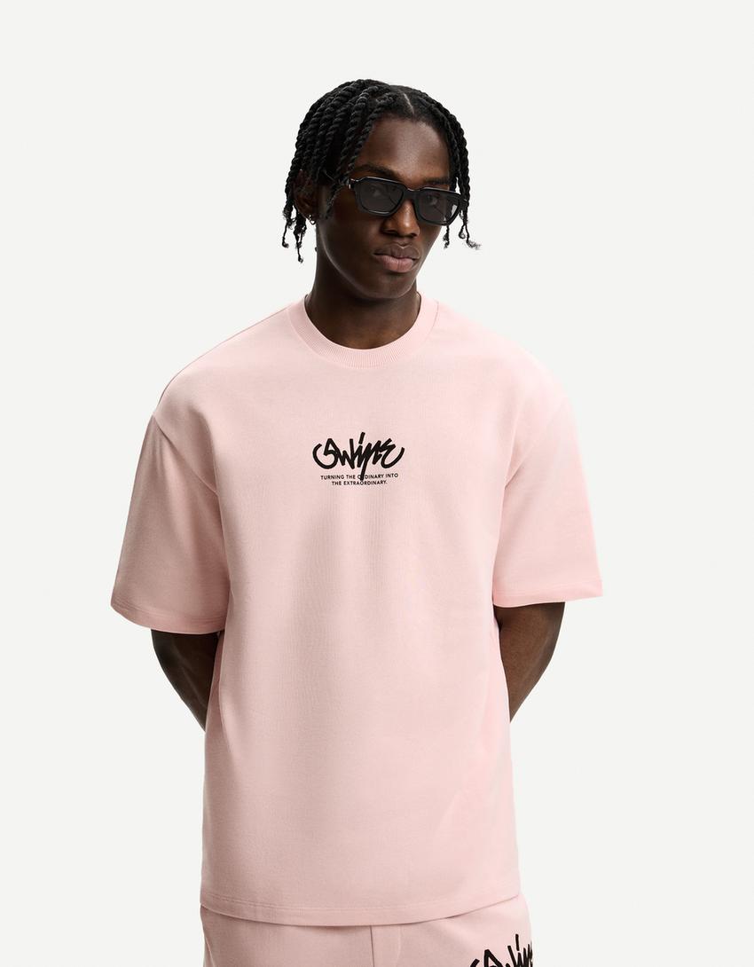 T-shirt and Bermuda shorts set-Pink-3